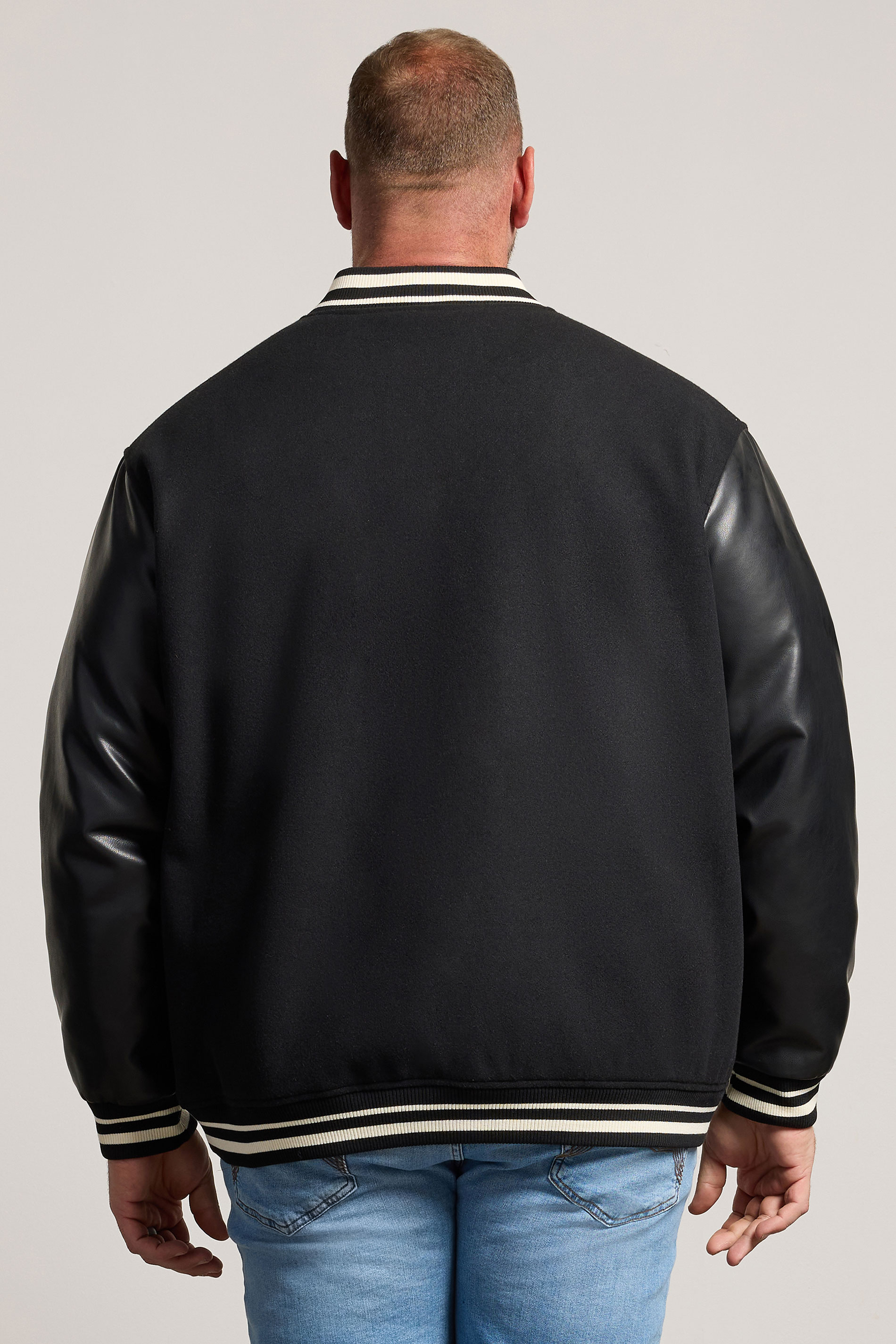 BadRhino Big & Tall Black Button Varsity Jacket | BadRhino 2