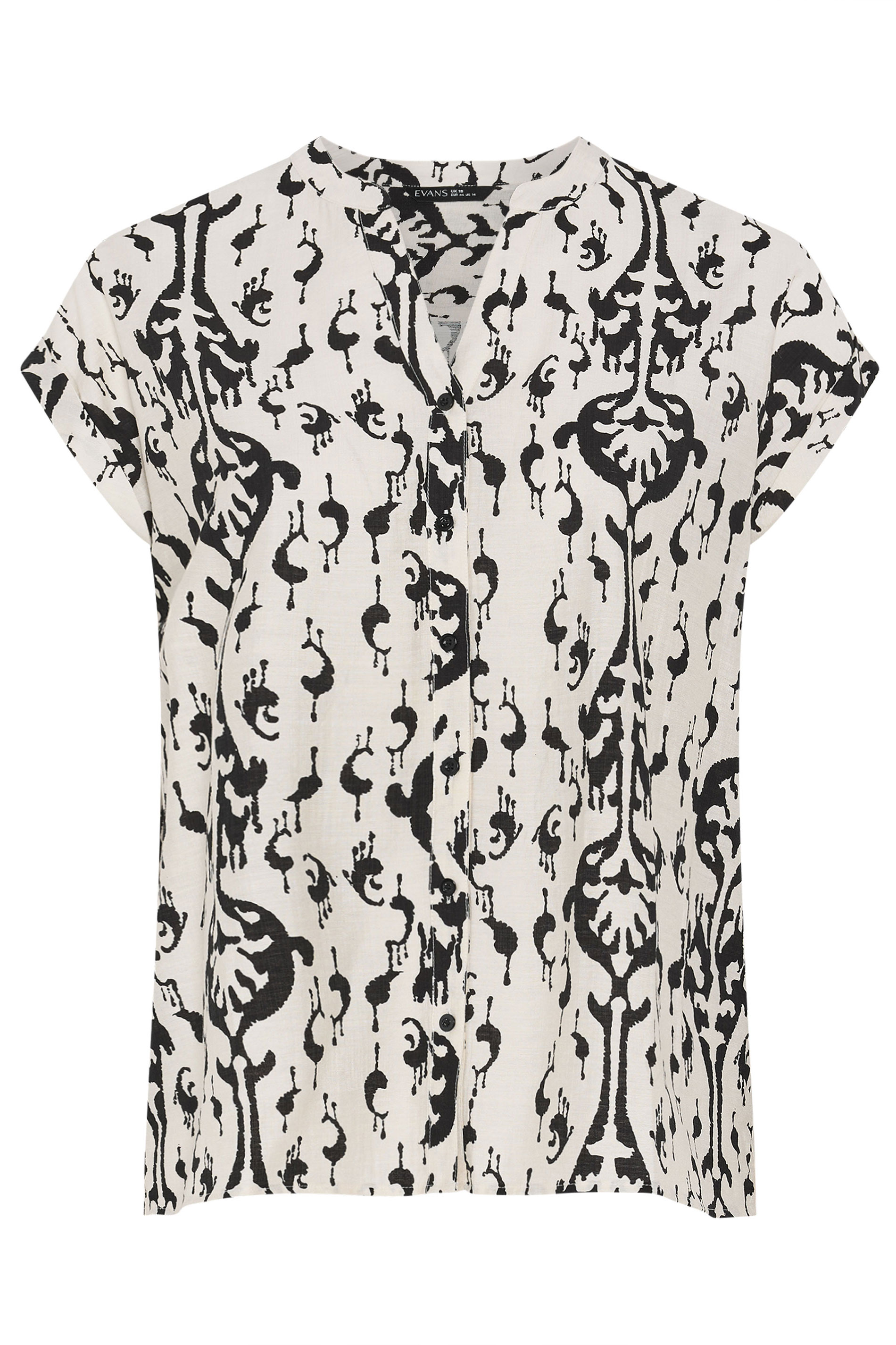 EVANS Plus Size White Abstract Print Short Sleeve Blouse | Evans 6