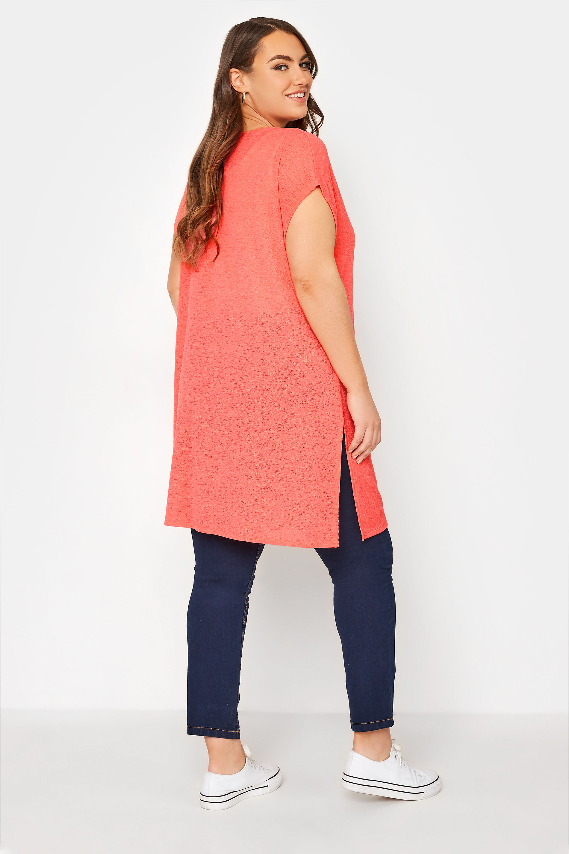 Plus Size Coral Orange Short Sleeve Cardigan | Yours Clothing 3