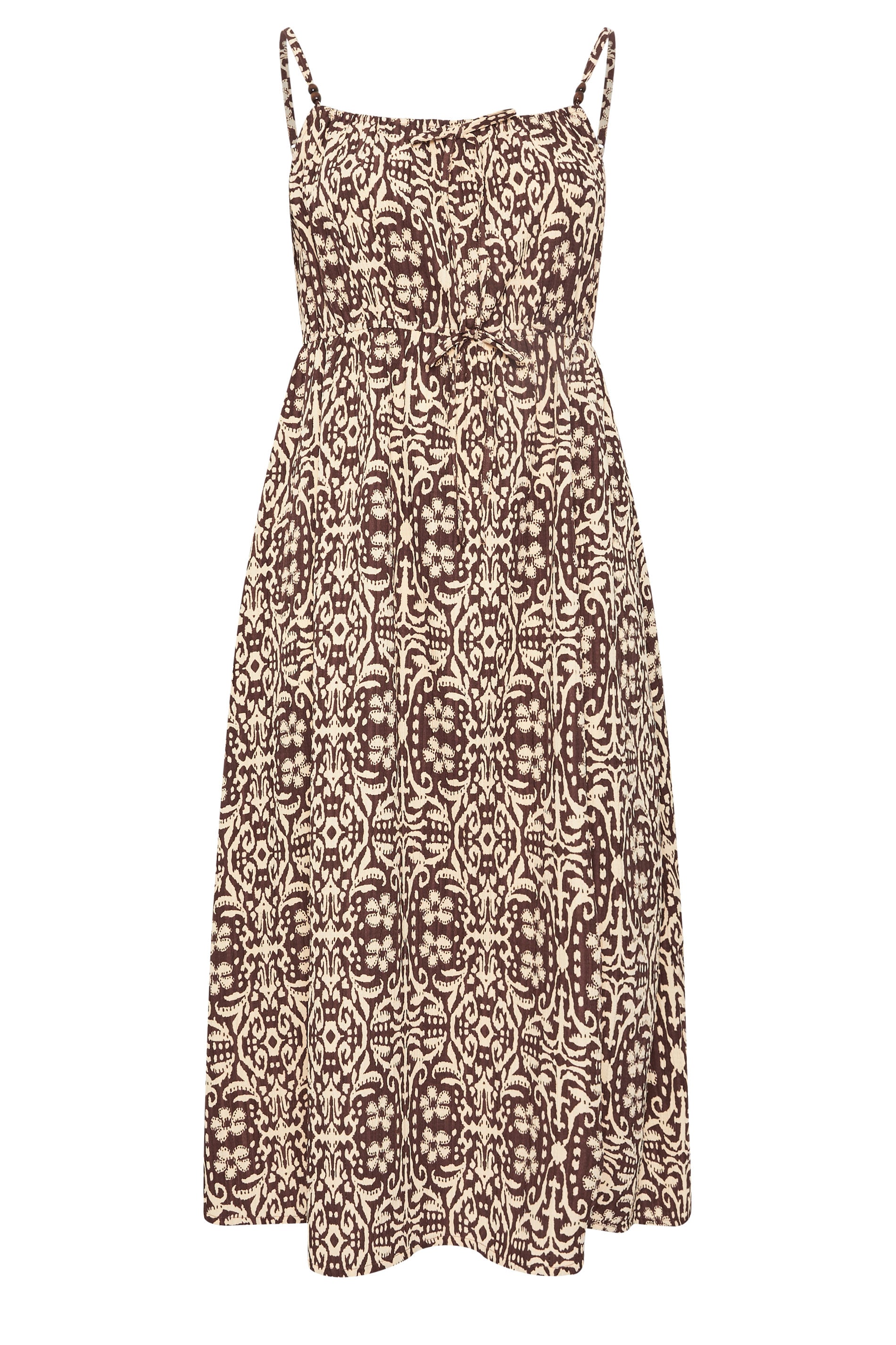 LIMITED COLLECTION Plus Size Brown Abstract Tie Strap Dress | Yours Clothing 5