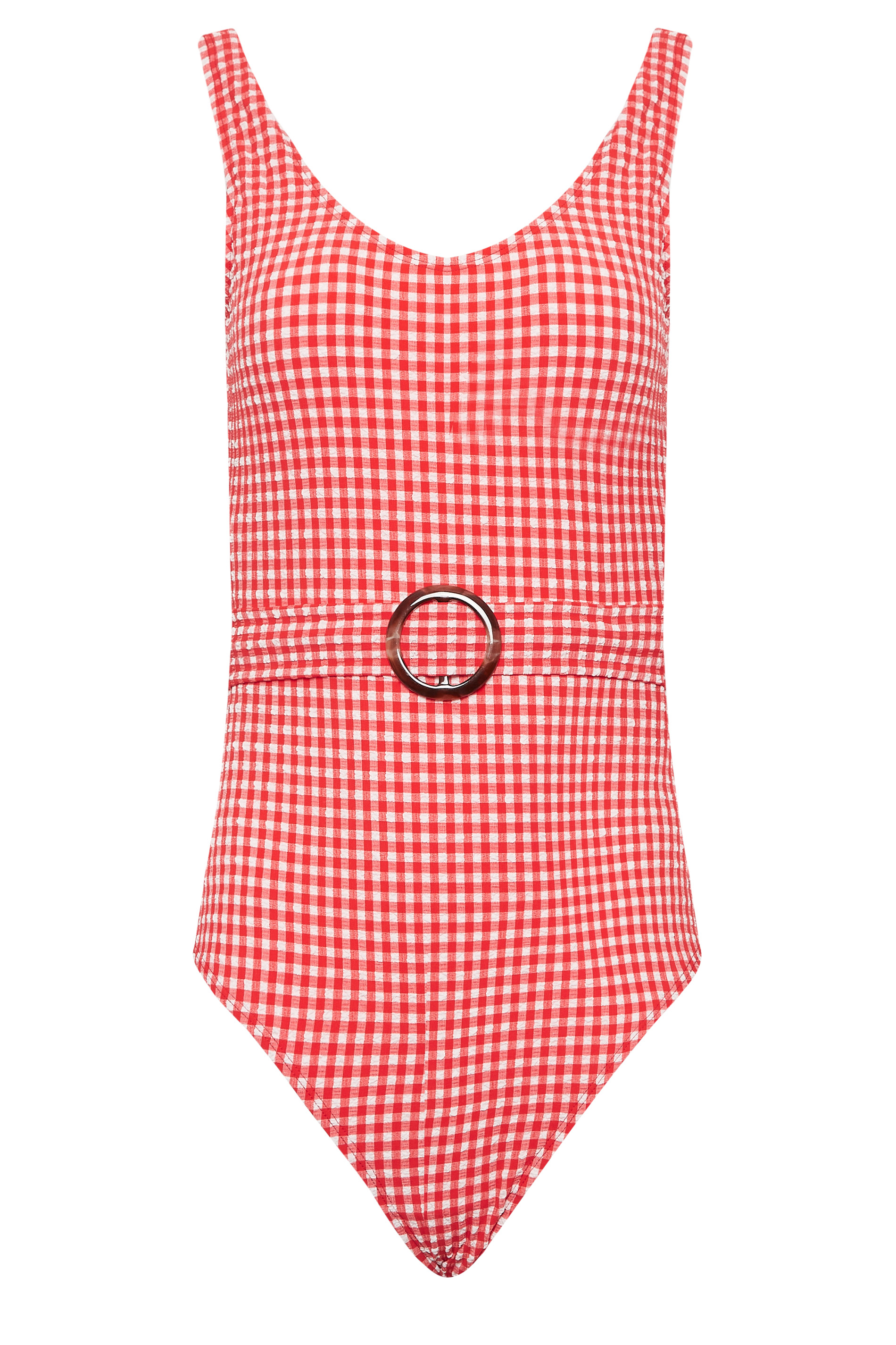 LTS Tall Women's Red Gingham Belted Swimsuit | Long Tall Sally 3