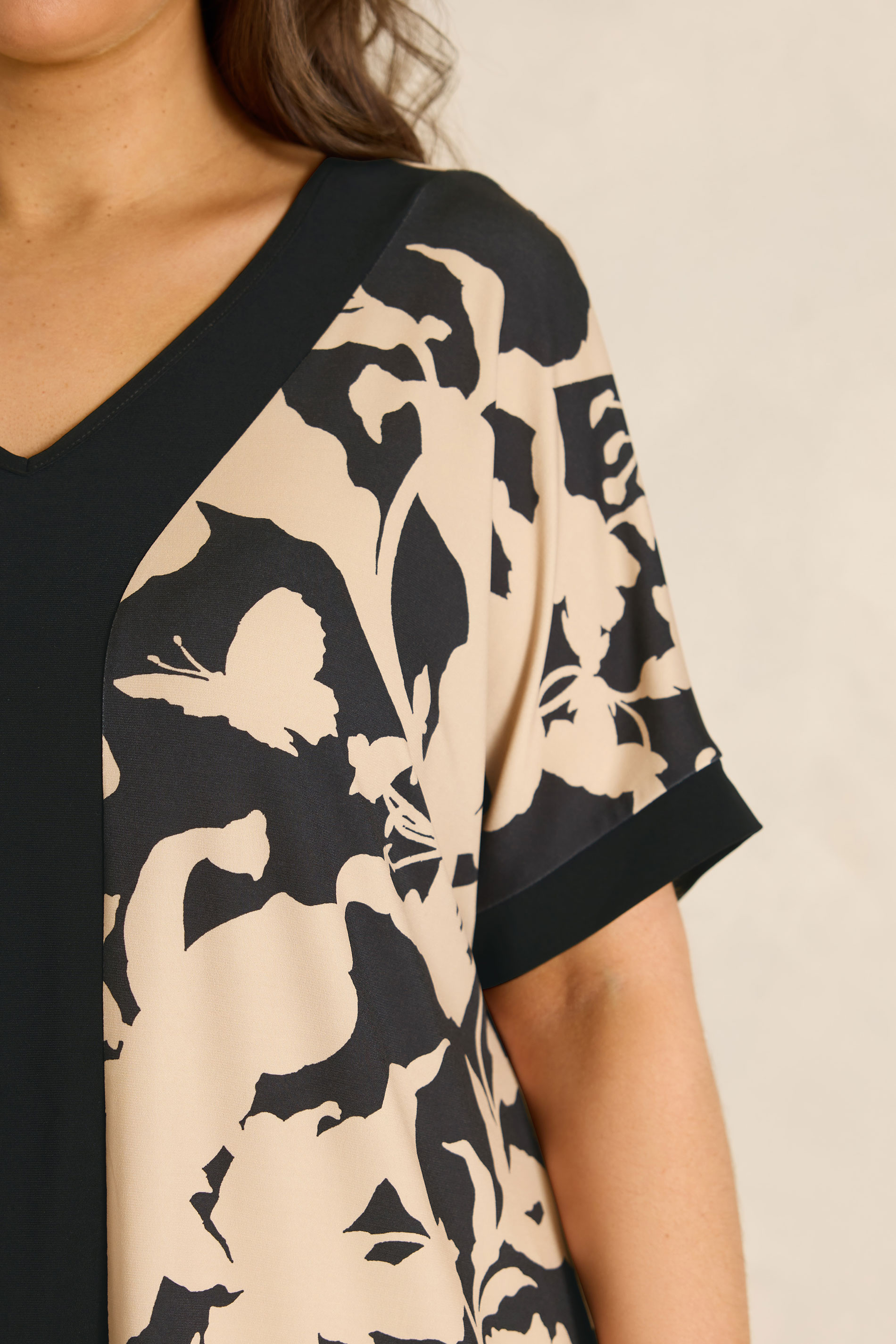 EVANS Plus Size Natural Floral Jersey Top | Evans 4