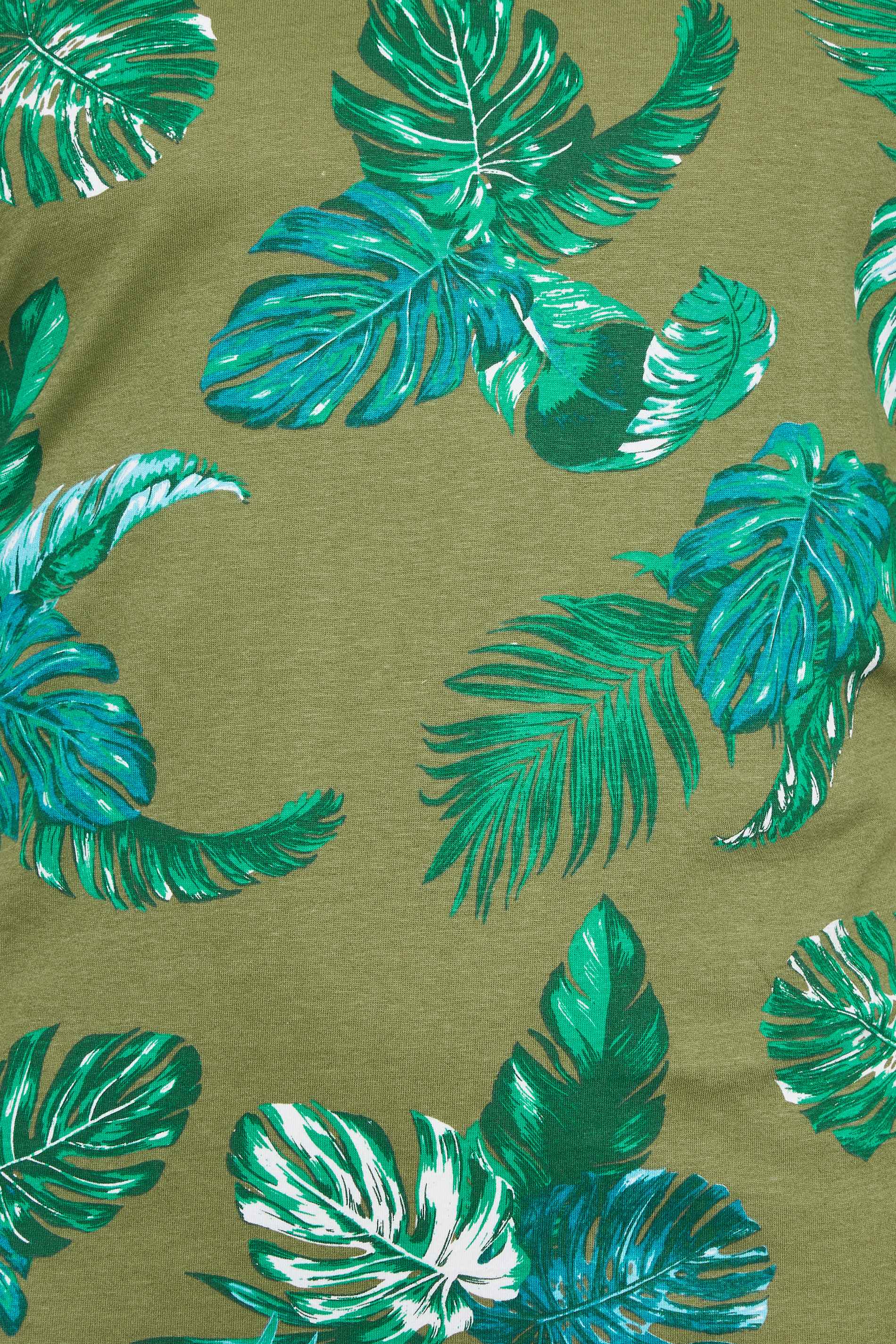 BadRhino Big & Tall Plus Size Mens Khaki Green Tropical Leaf Print T-Shirt | BadRhino  2
