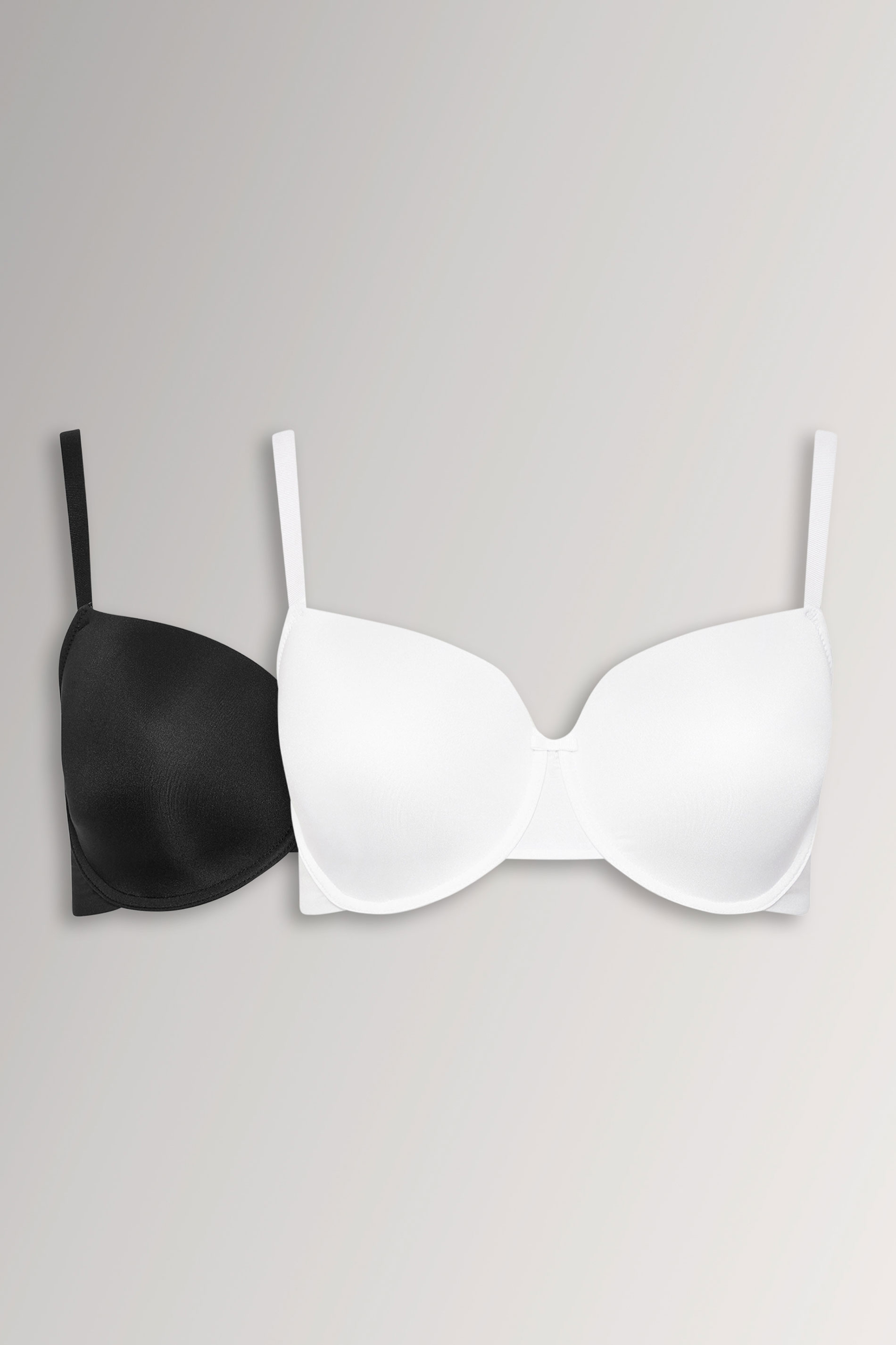 2 PACK Plus Size White & Black Moulded Underwired T-Shirt Bras | Yours Clothing 3