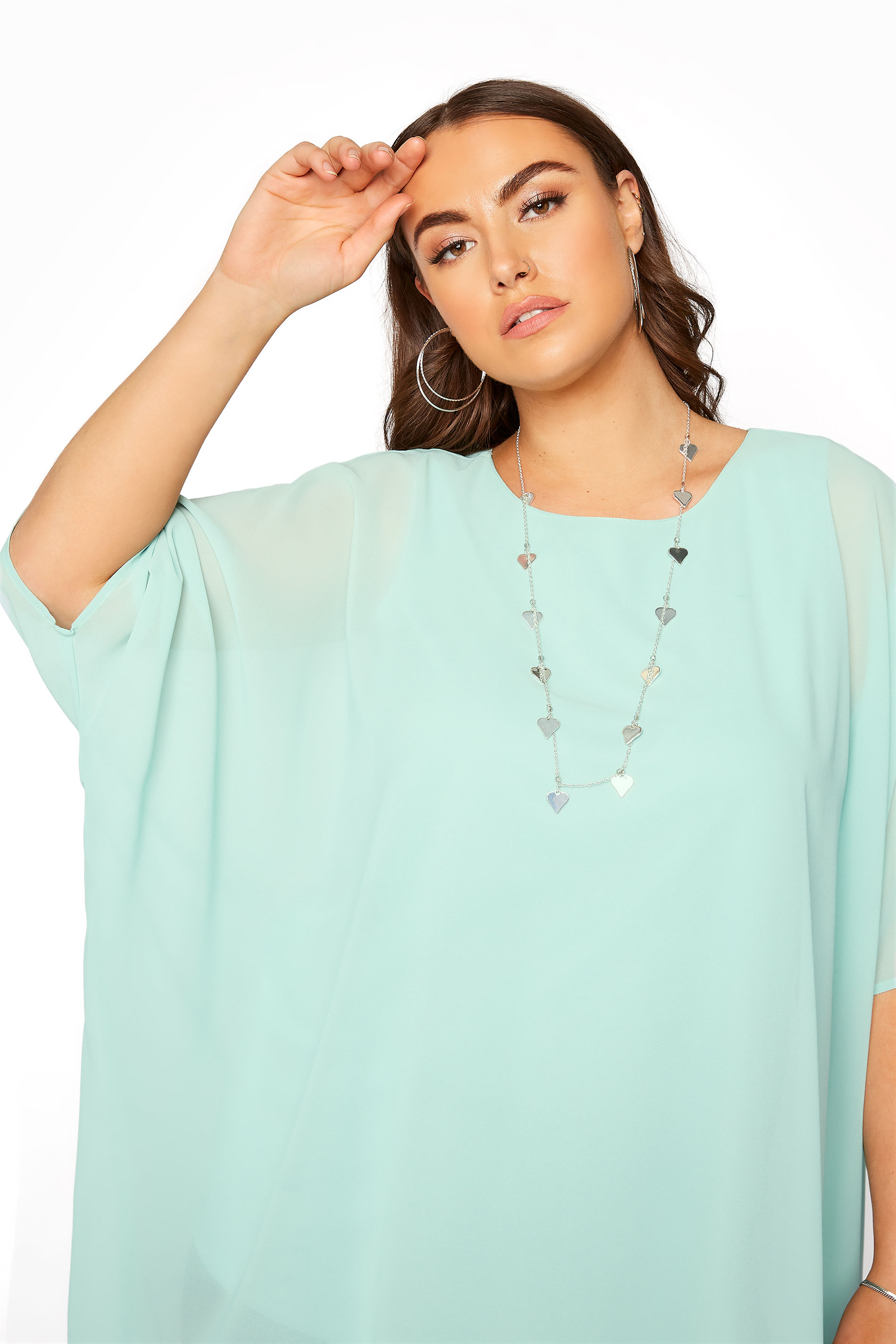 Yours London Mint Green Chiffon Cape Top Yours Clothing