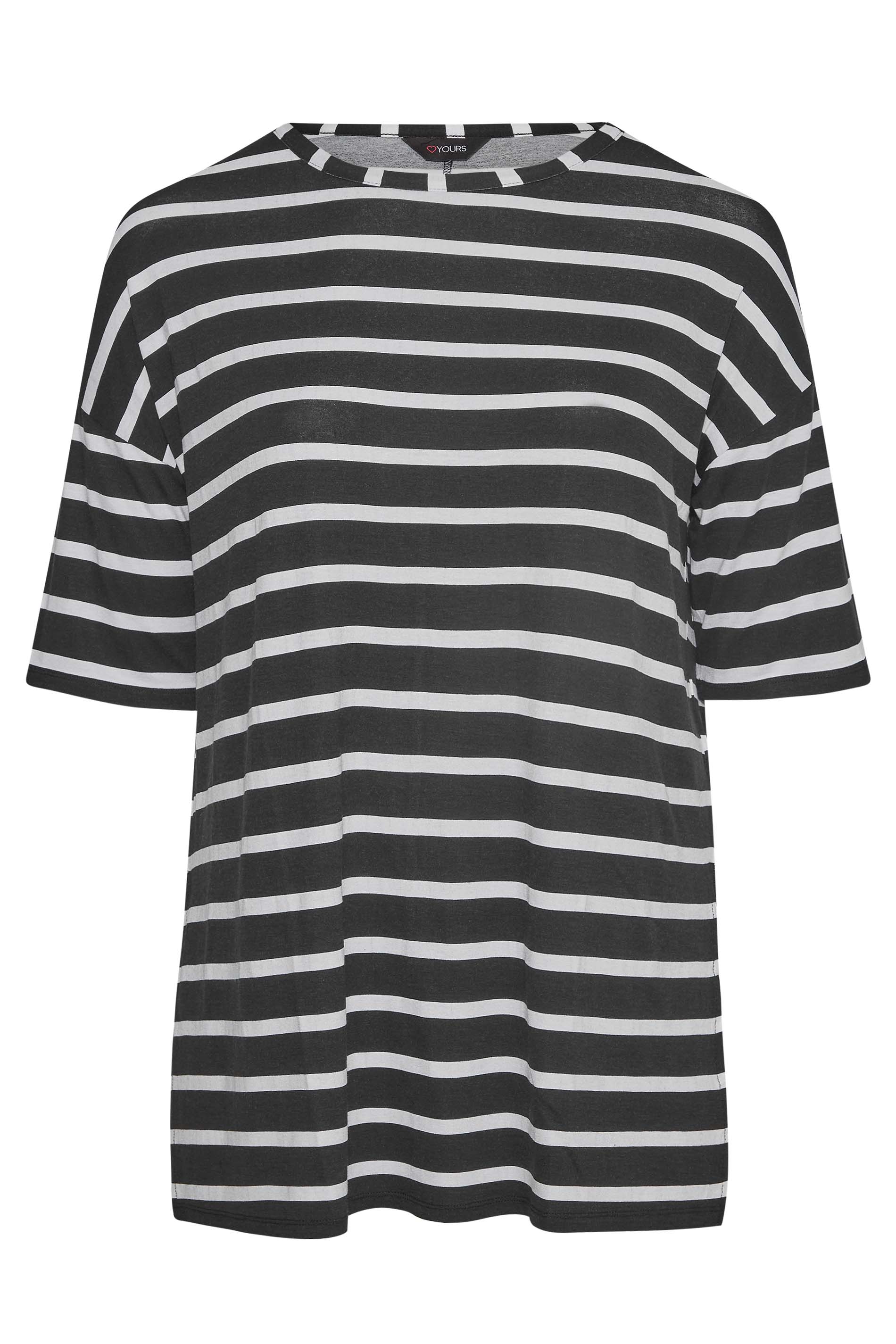 Grande taille  Tops Grande taille  T-Shirts | T-Shirt Noir à Rayures Design Oversize - II74559