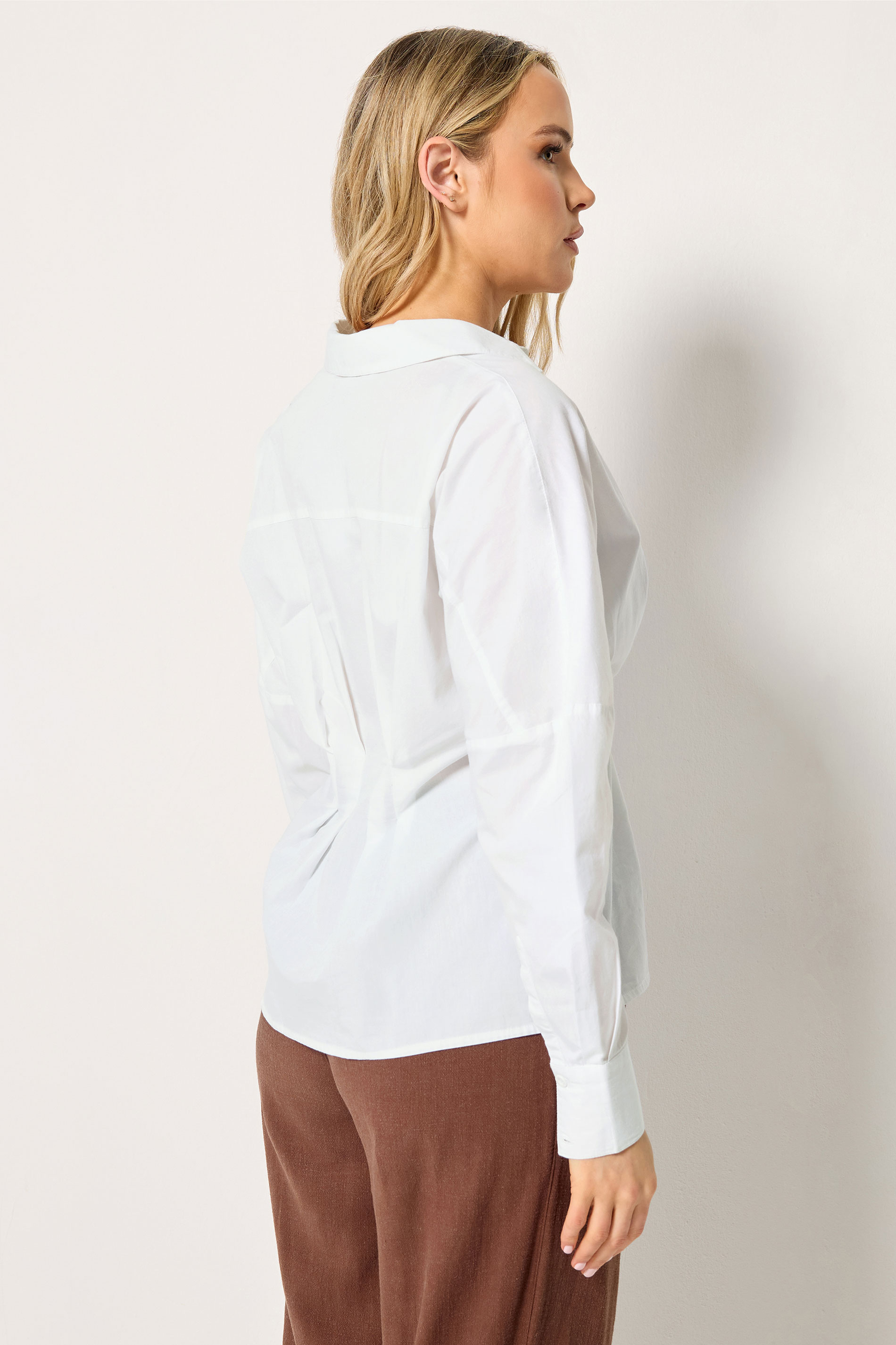 LTS Tall White Pleated Cotton Shirt | Long Tall Sally 2