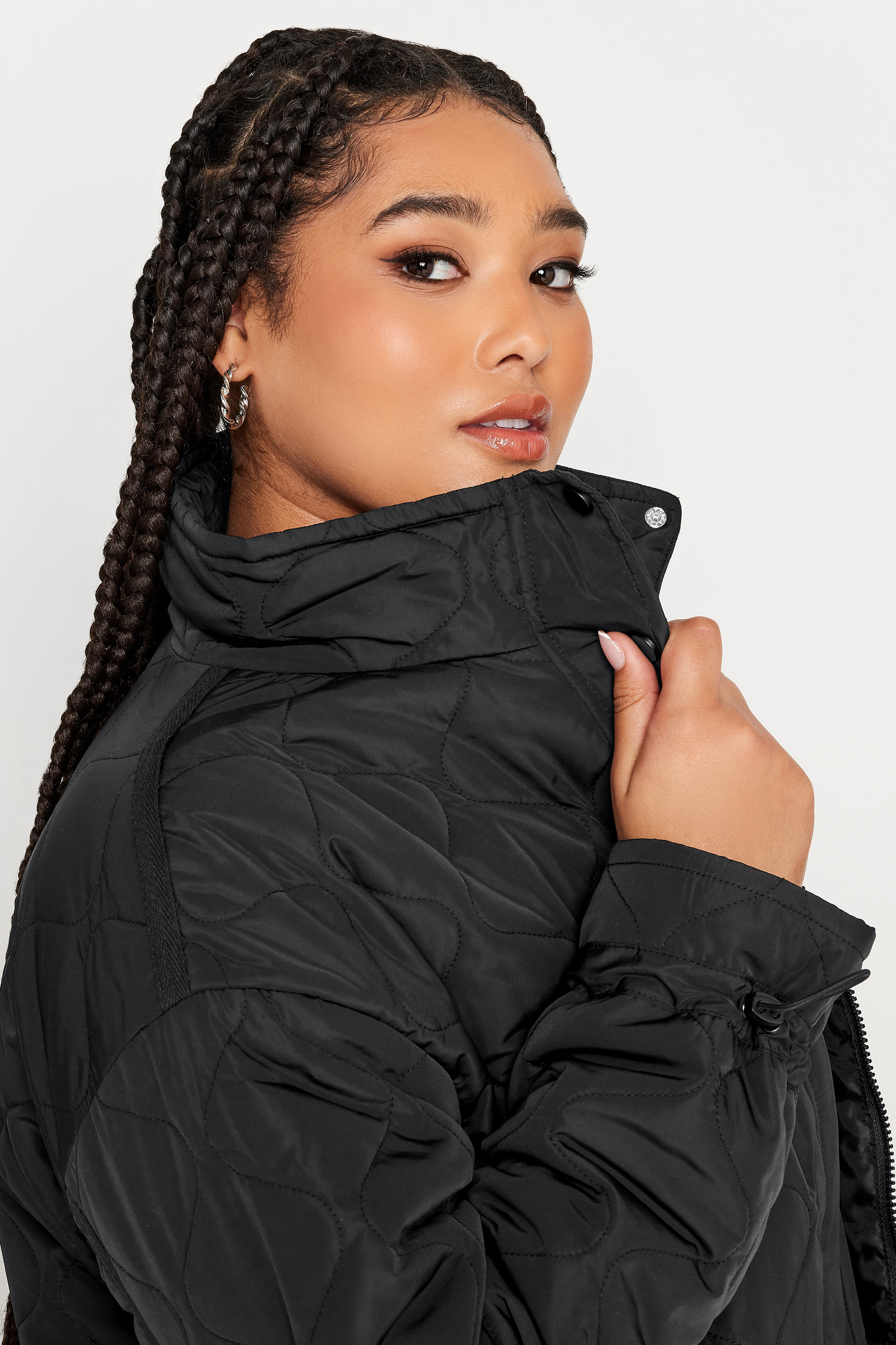 YOURS Plus Size Black Lightweight Quilted Shacket