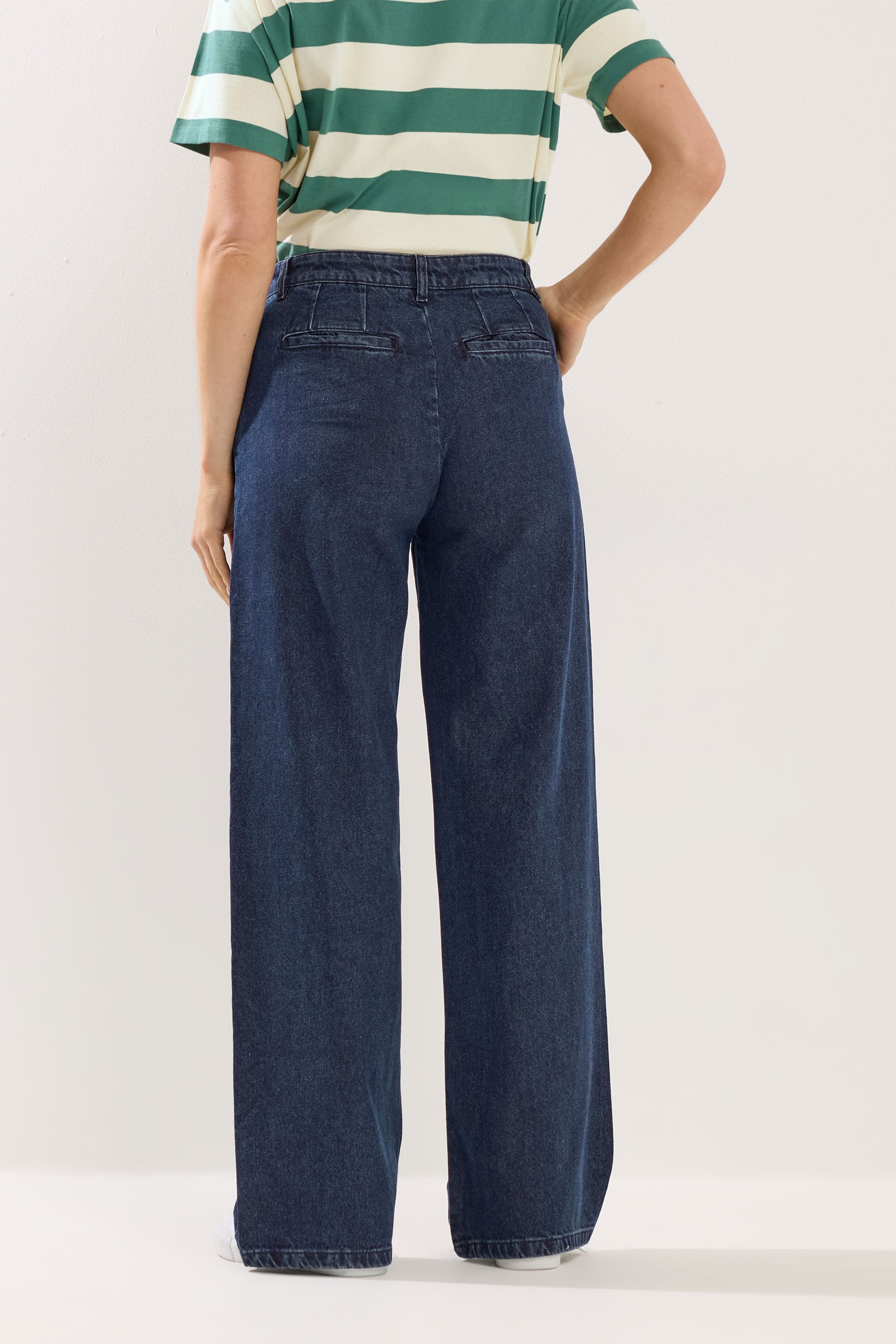 LTS Tall Women's Indigo Blue Pleated Wide Leg Jeans | Long Tall Sally 4