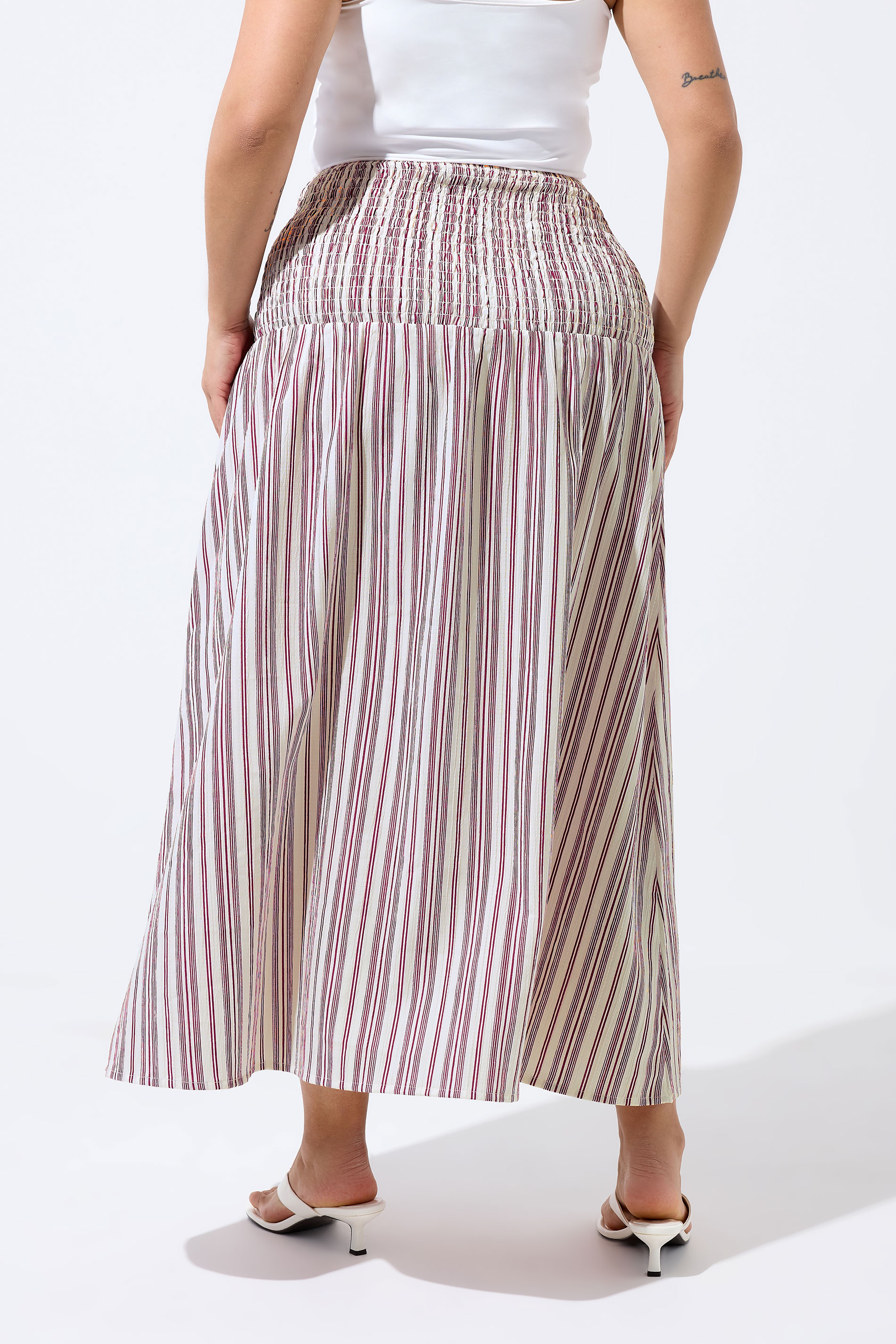 LIMITED COLLECTION Plus Size Red & White Stripe Maxi Skirt | Yours Clothing 2