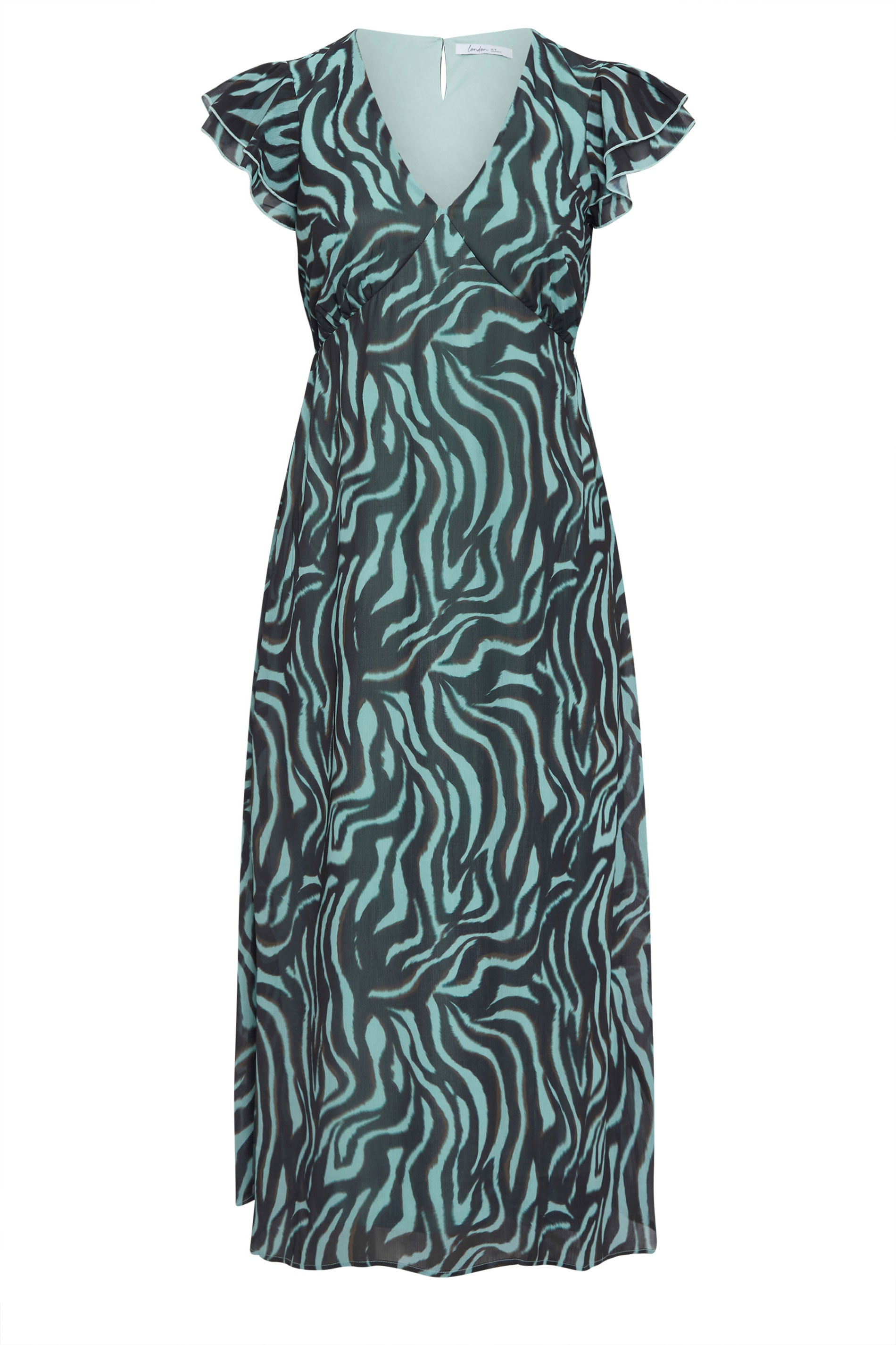 YOURS LONDON Plus Size Chocolate Brown & Mint Green Zebra Dress | Yours Clothing 5
