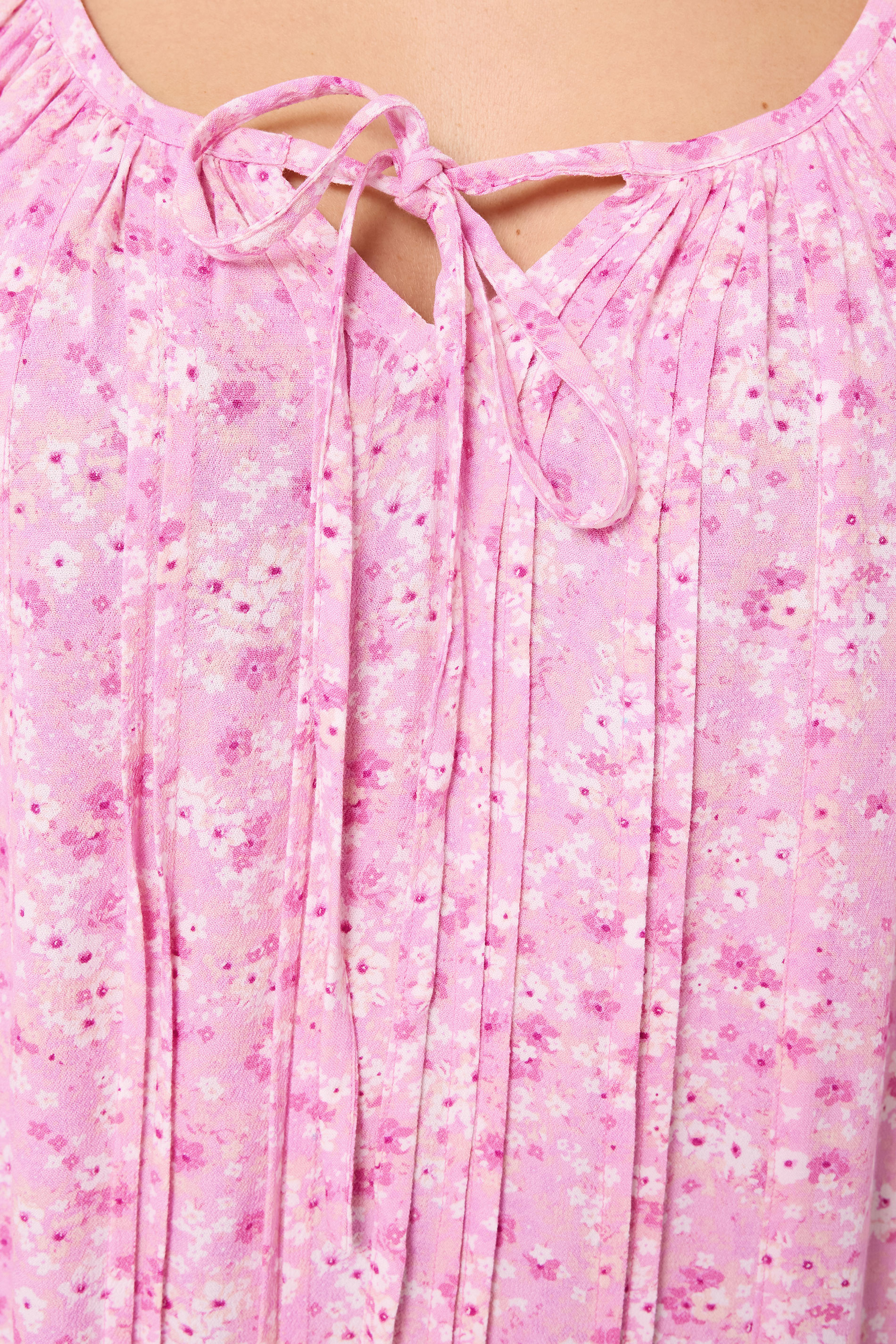 YOURS Plus Size Pink Floral Tie Neck Blouse | Yours Clothing 5