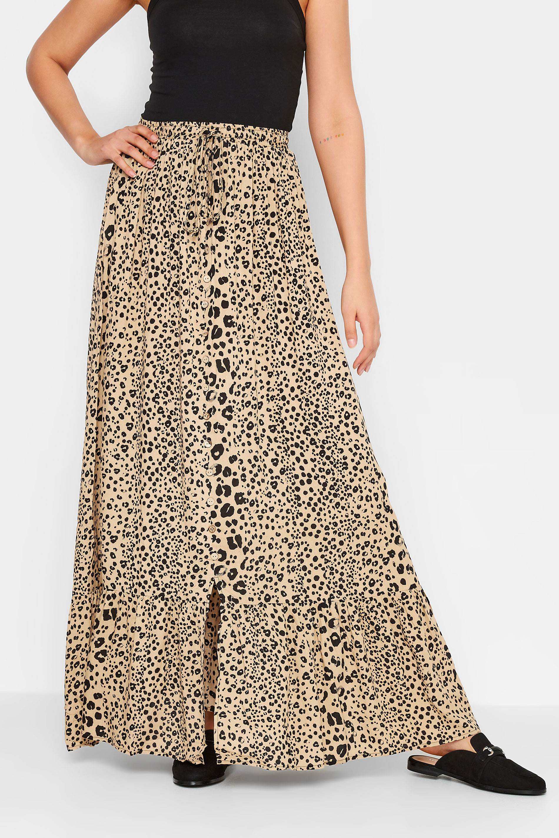LTS Tall Women's Natural Brown Leopard Print Maxi Skirt | Long Tall Sally