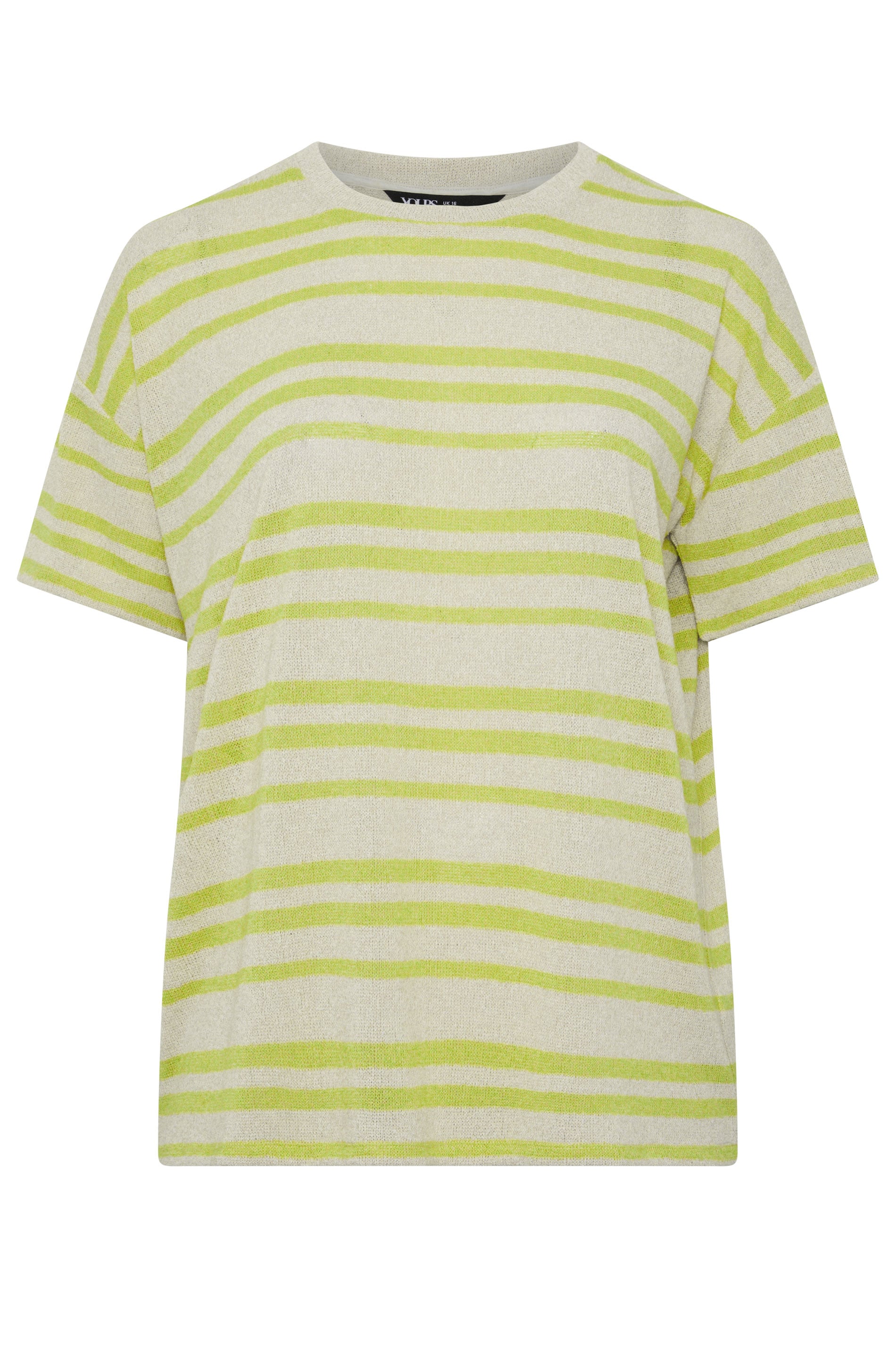 YOURS Plus Size Women's Green Striped Knitted Boxy T-Shirt | Yours Clothing 6