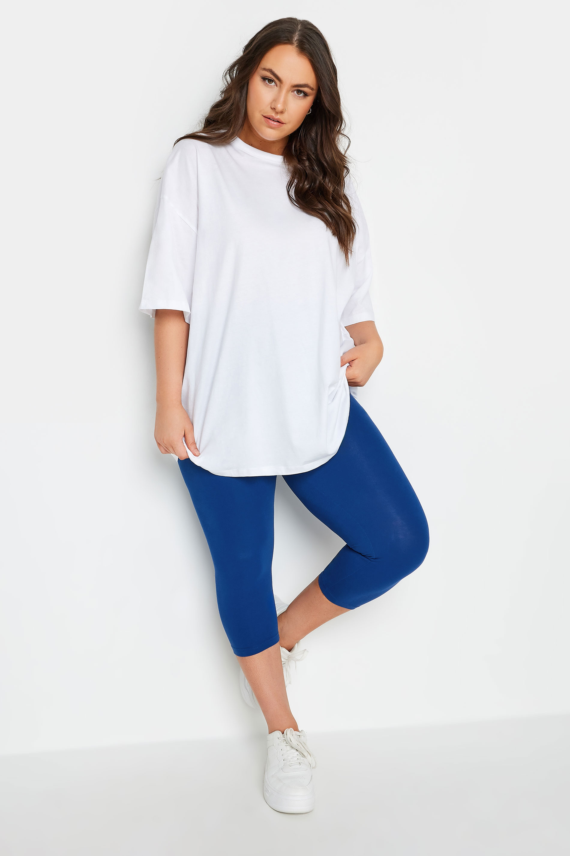 YOURS Plus Size Cobalt Blue Cropped Leggings | Yours Clothing 2