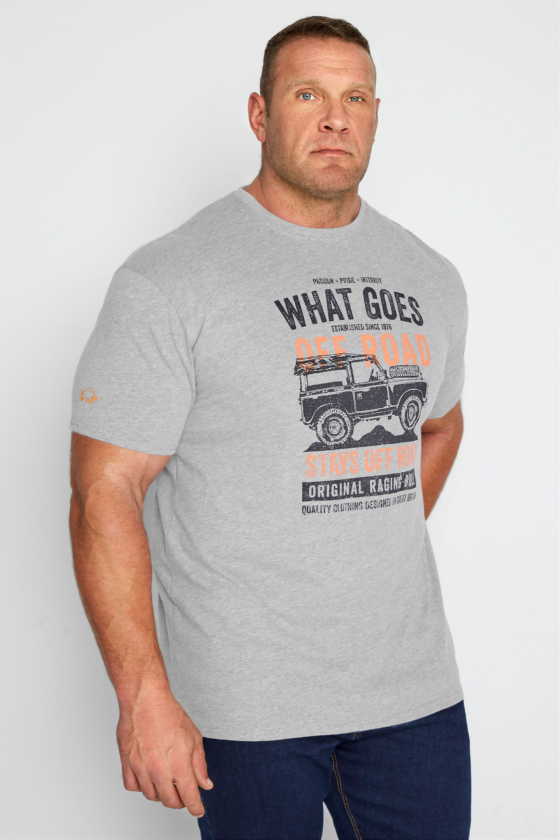 RAGING BULL Big & Tall Grey What Goes Off Road T-Shirt 1