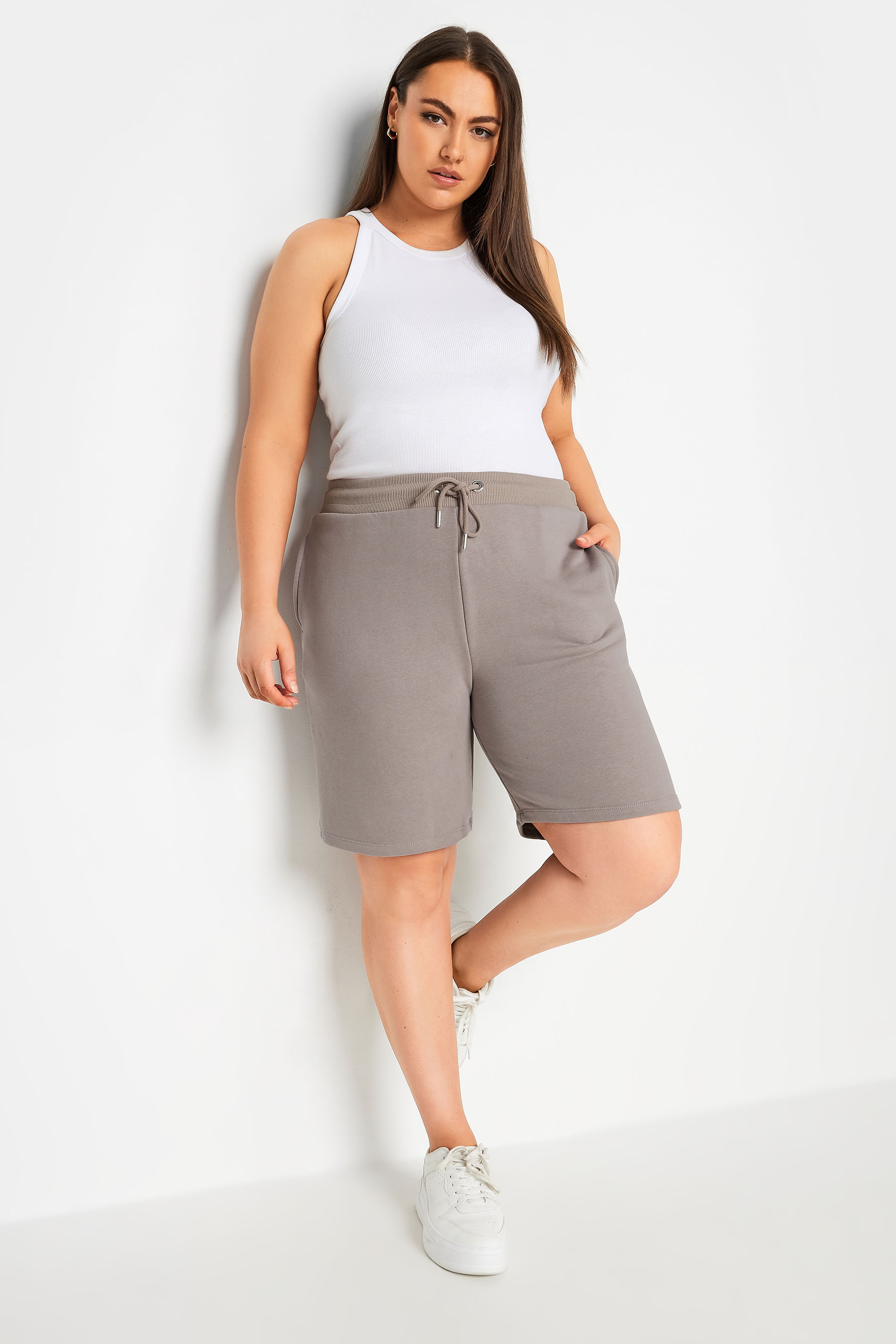 YOURS Plus Size Beige Brown Jogger Shorts | Yours Clothing 2