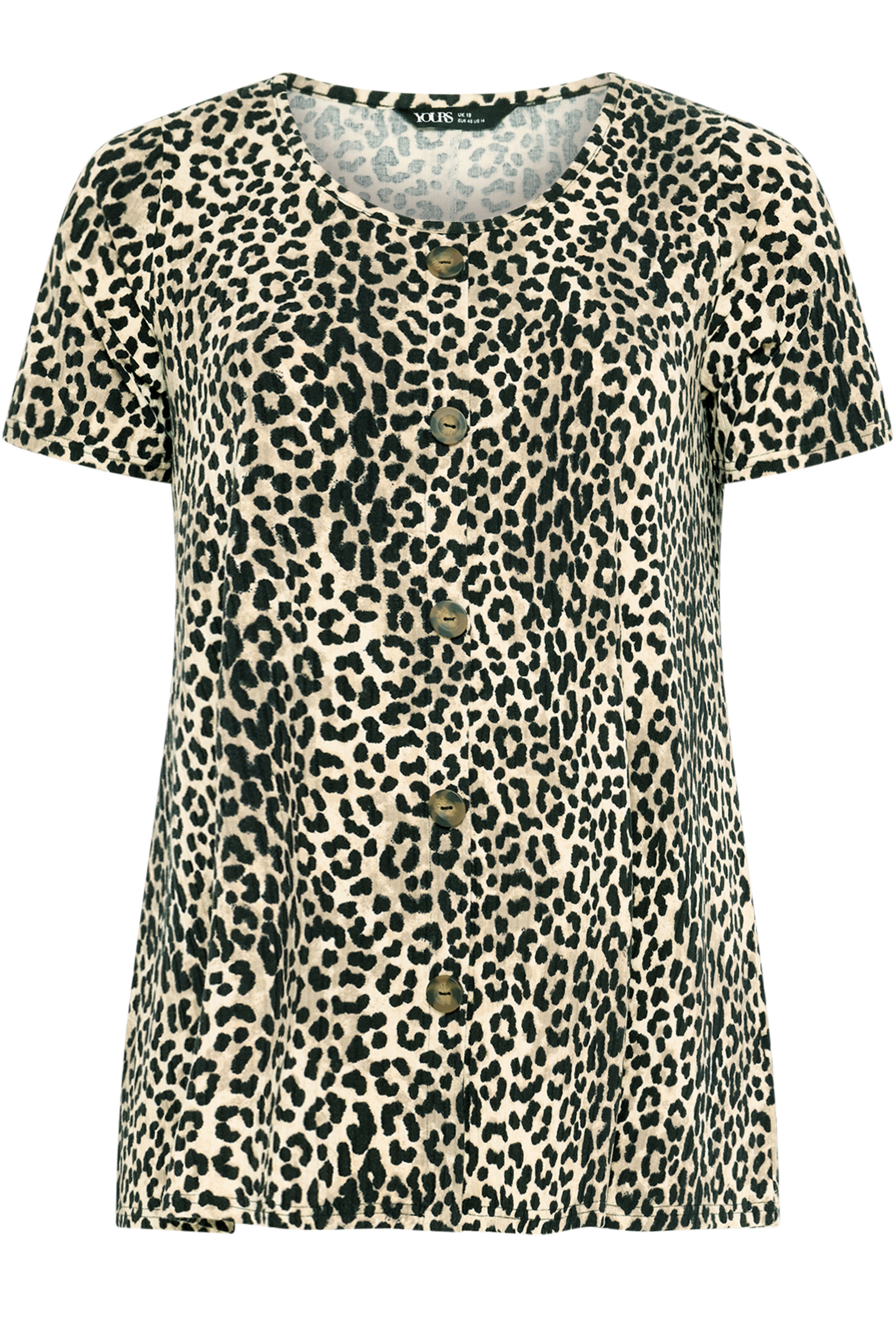 YOURS Plus Size Brown Leopard Print Ribbed Swing T-Shirt | Yours Clothing 6