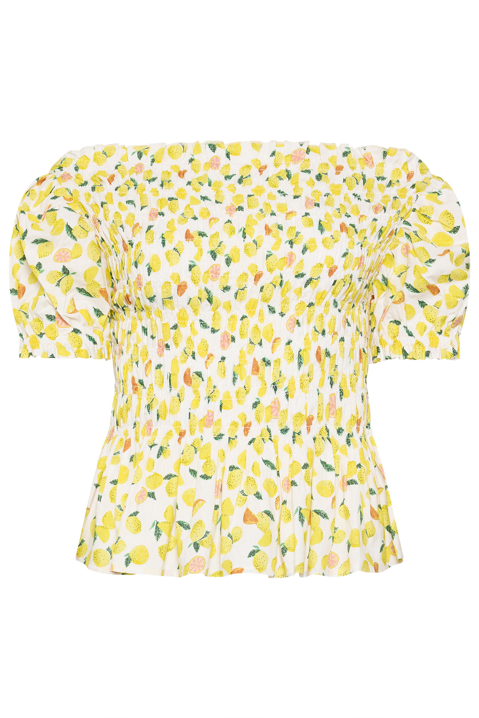 PixieGirl Petite Women's Yellow Lemon Shirred Top | PixieGirl 5