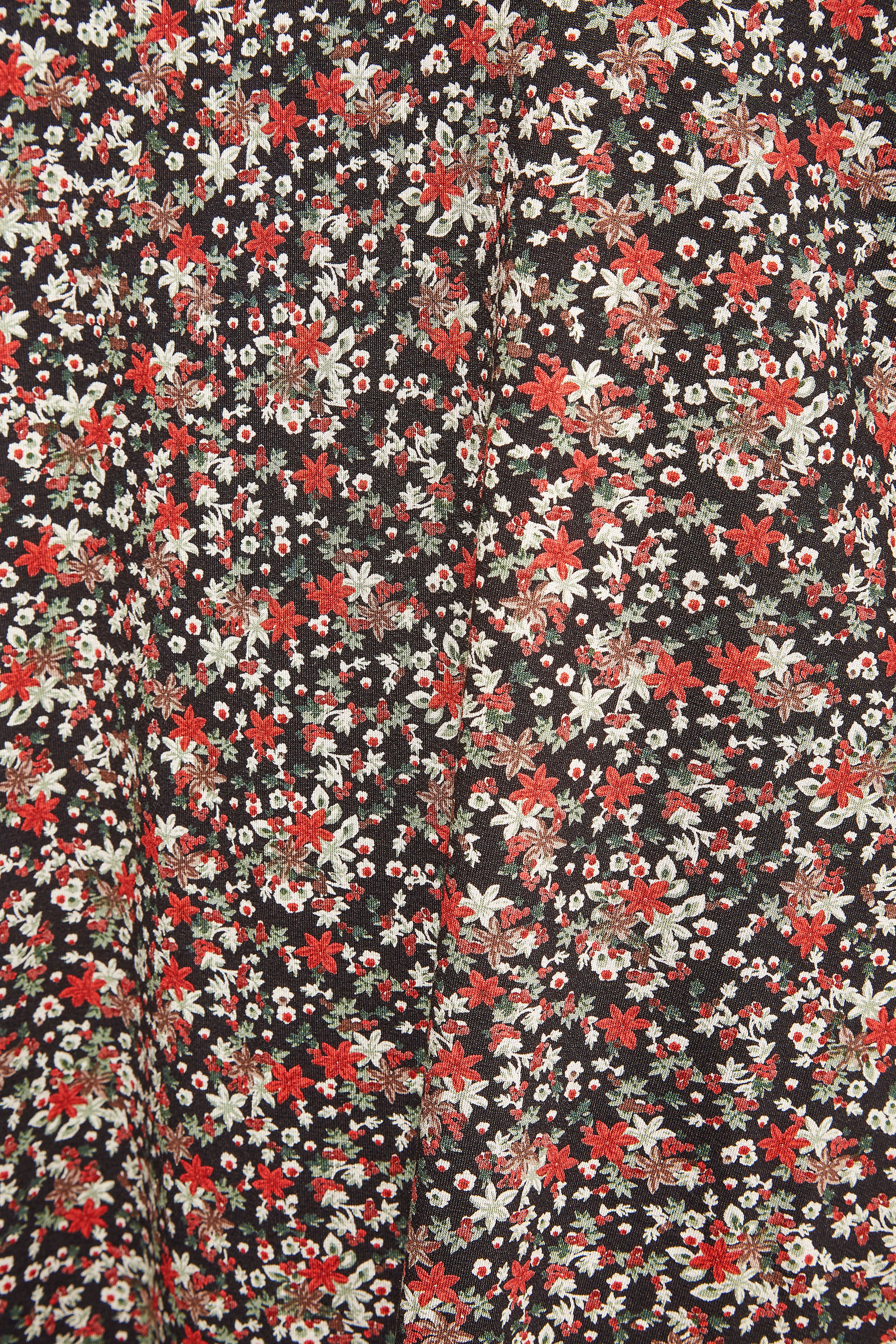 Grande taille  Tops Grande taille  Top à fleurs | T-Shirt Noir Petites Fleurs Rouges - CI97878