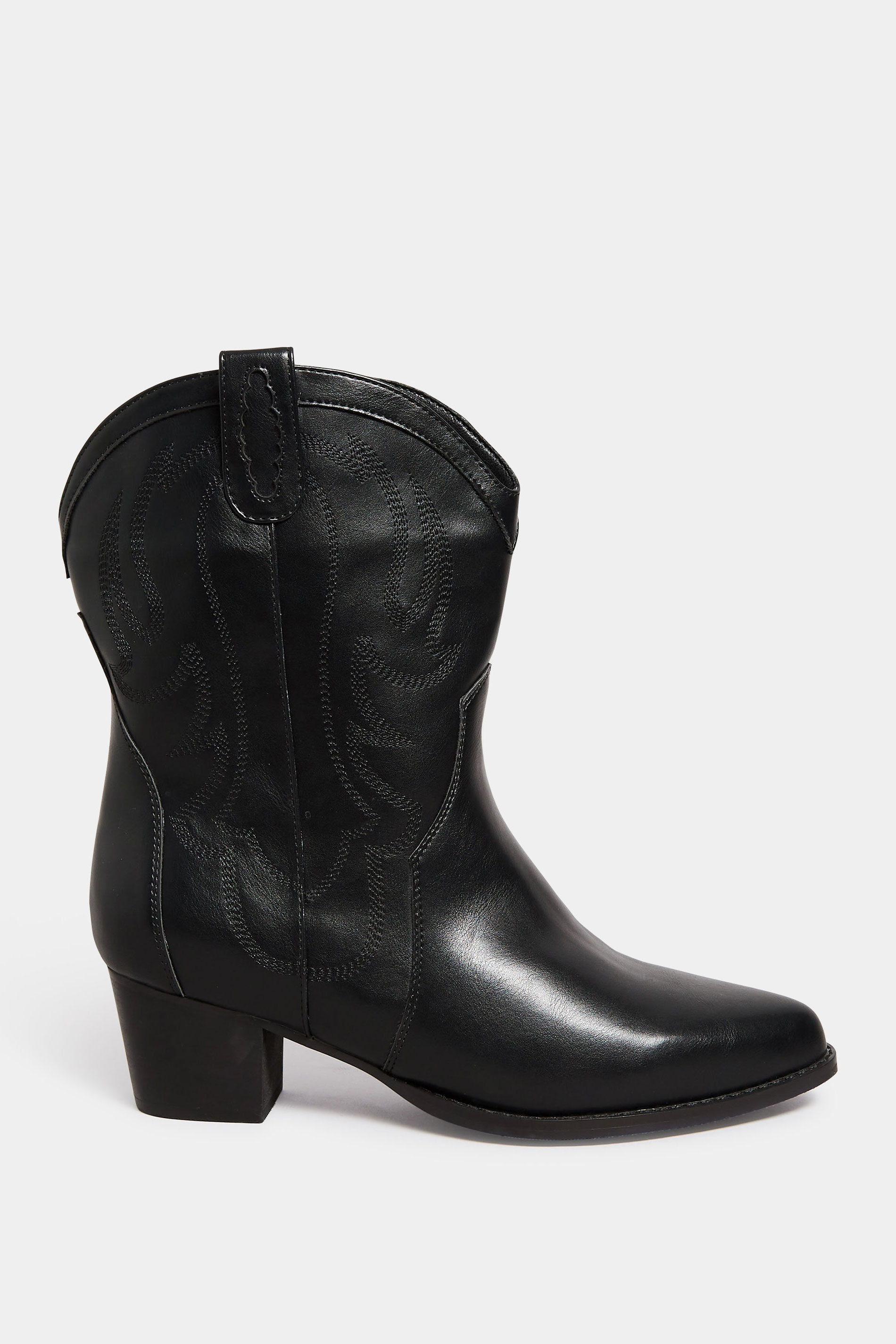 LIMITED COLLECTION Black Cowboy Ankle Boots in Extra Wide EEE Fit | Yours Clothing 3