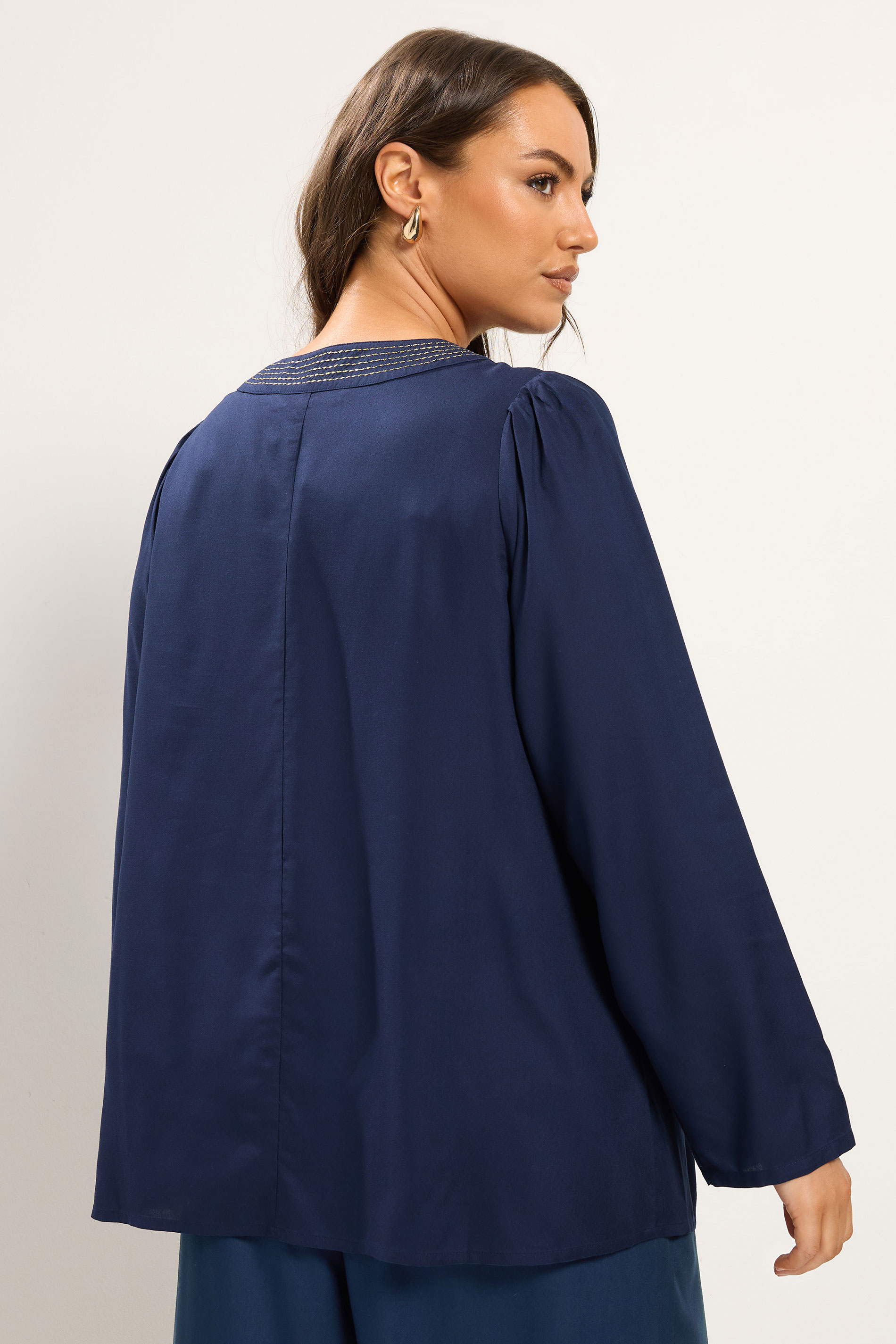 Niimee Navy Blue Kaftan Top | Yours Clothing