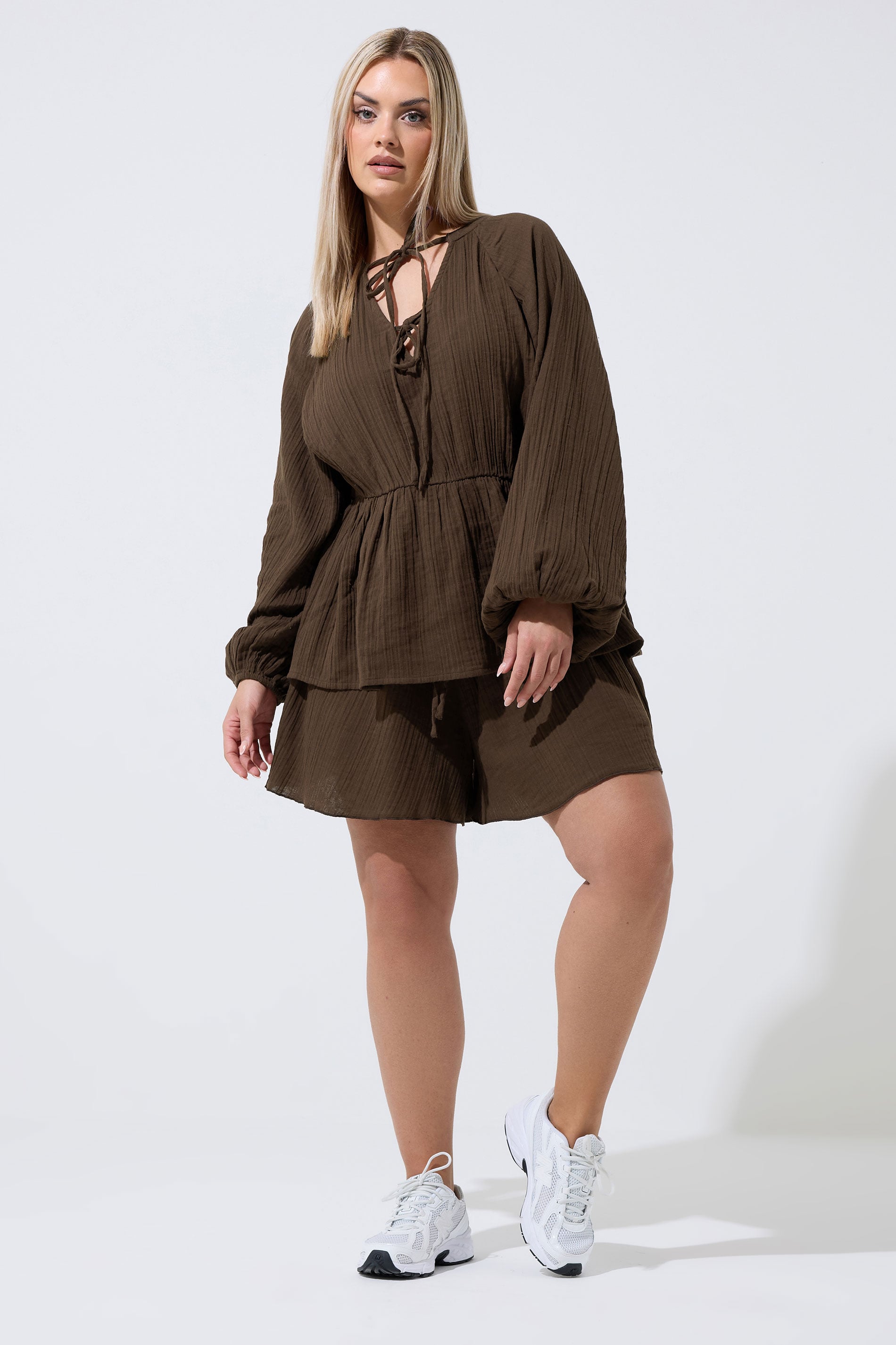LIMITED COLLECTION Plus Size Chocolate Brown Cheesecloth Top | Yours Clothing 1