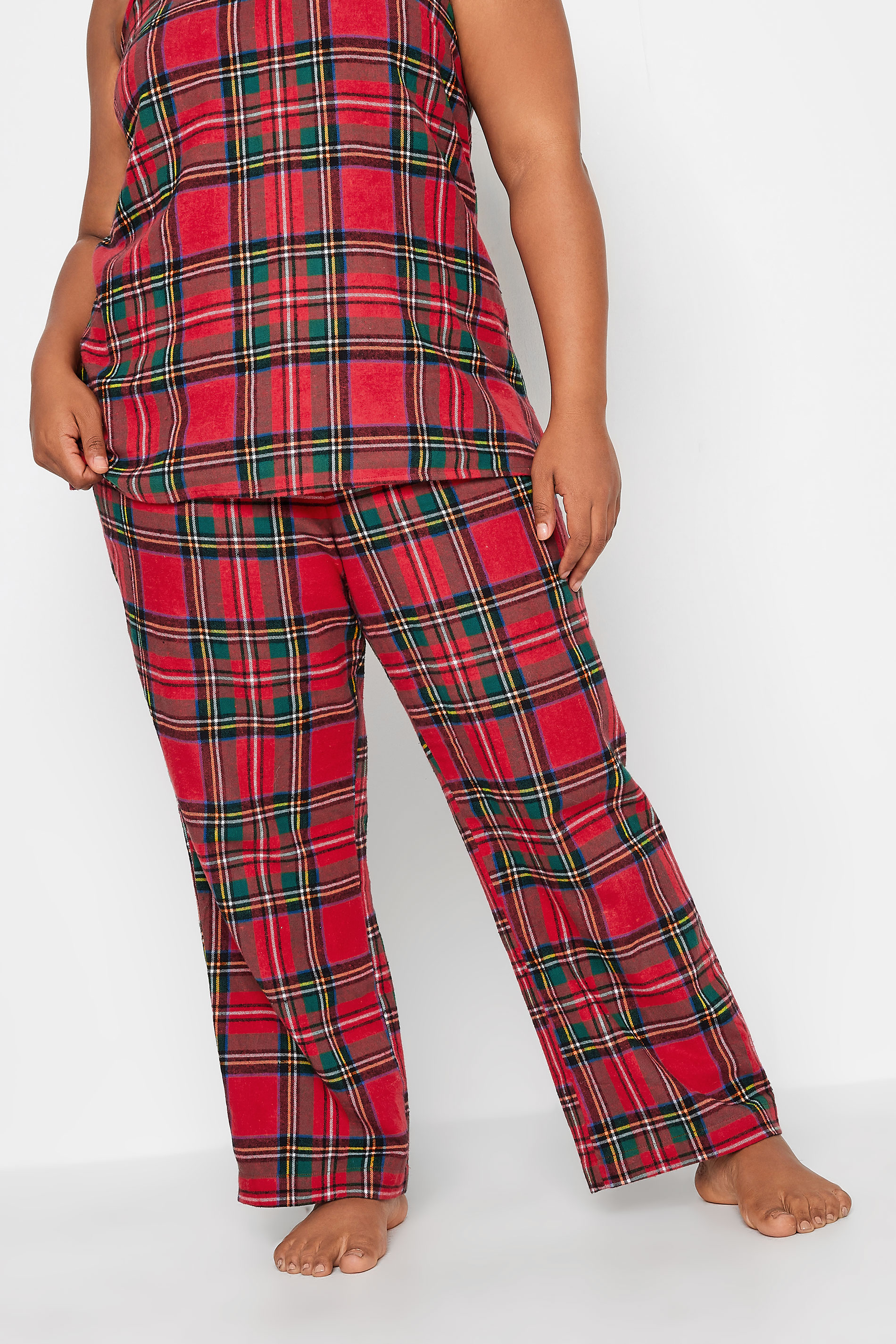 LIMITED COLLECTION Plus Size Red Tartan Check Pyjama Bottoms | Yours Clothing 2