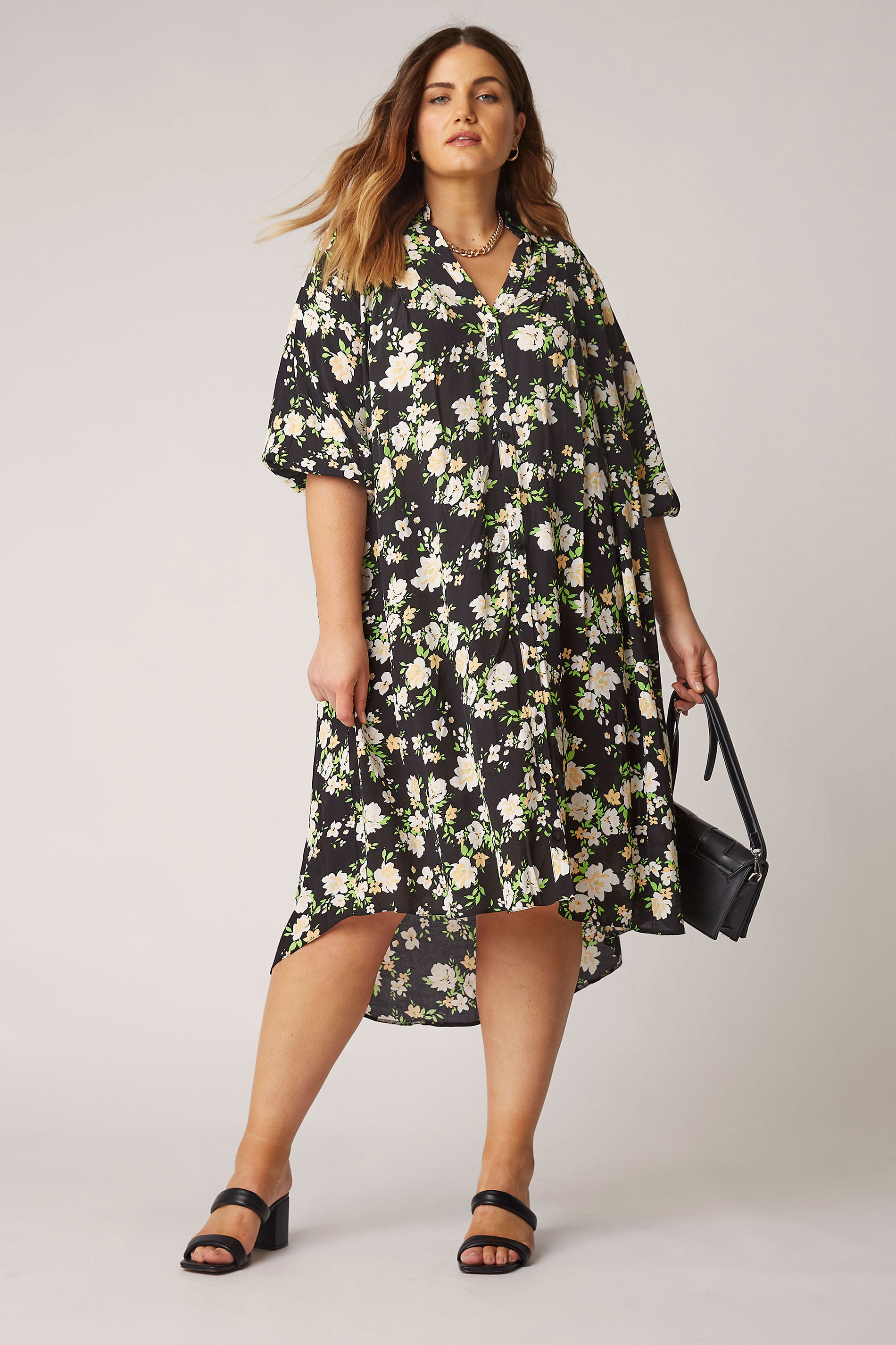 THE LIMITED EDIT Black Floral Pleated Dress