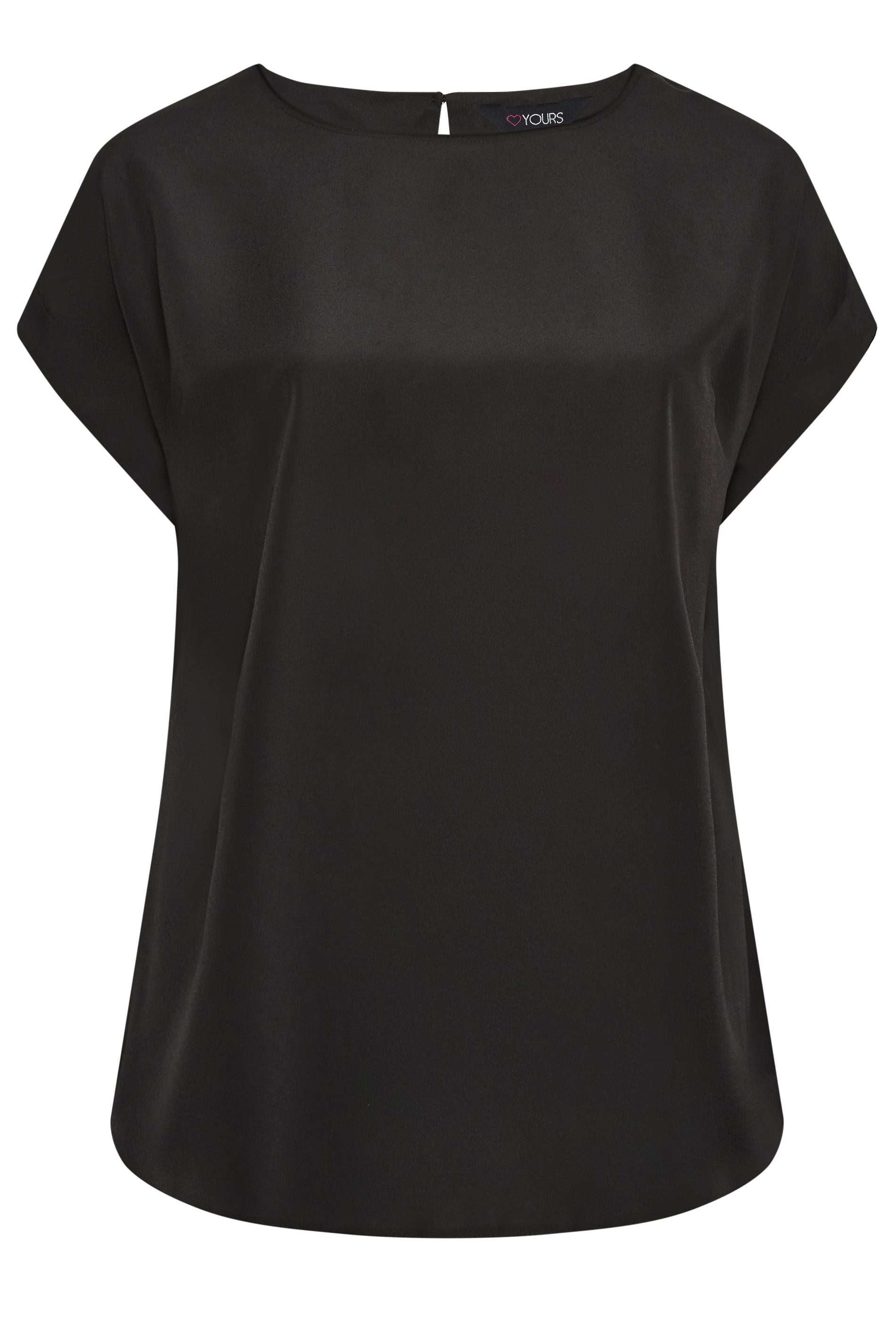 YOURS Plus Size Black Tab Short Sleeve Blouse | Yours Clothing