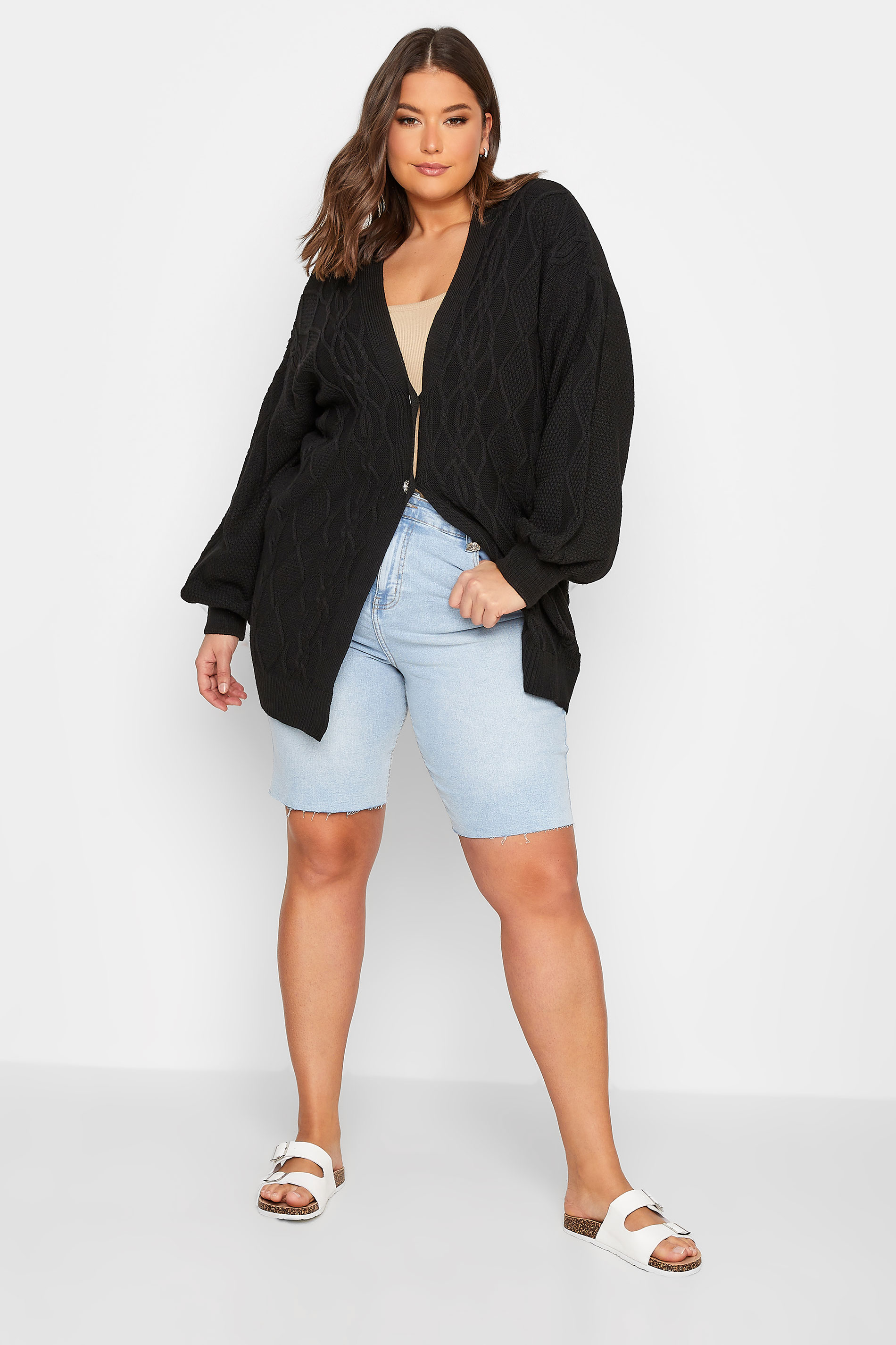 YOURS Plus Size Pink Knitted Buton Through Cardigan | Yours Clothing 2