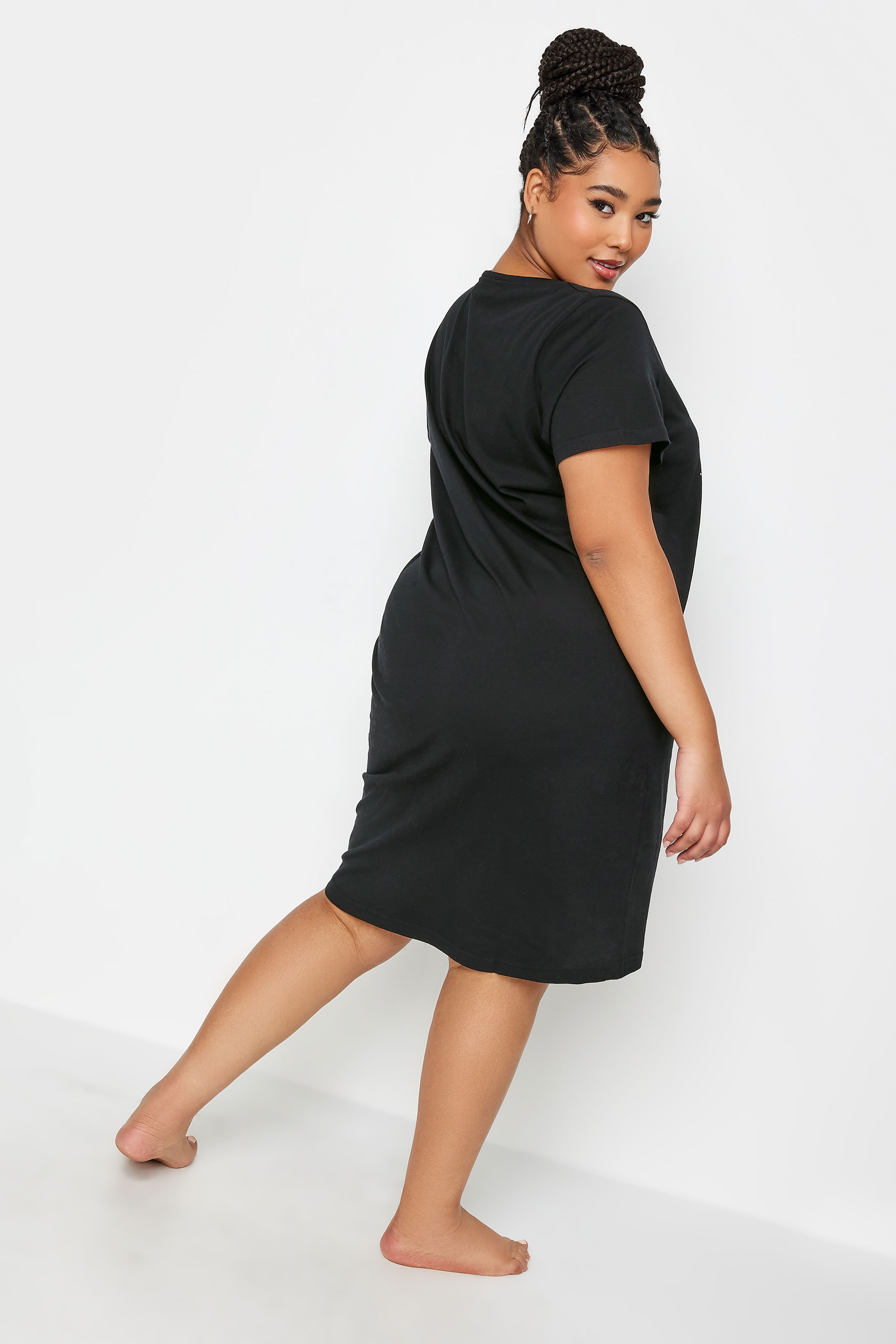 YOURS Plus Size Black 'Otterly Adorable' Slogan Print Nightdress | Yours Clothing 3