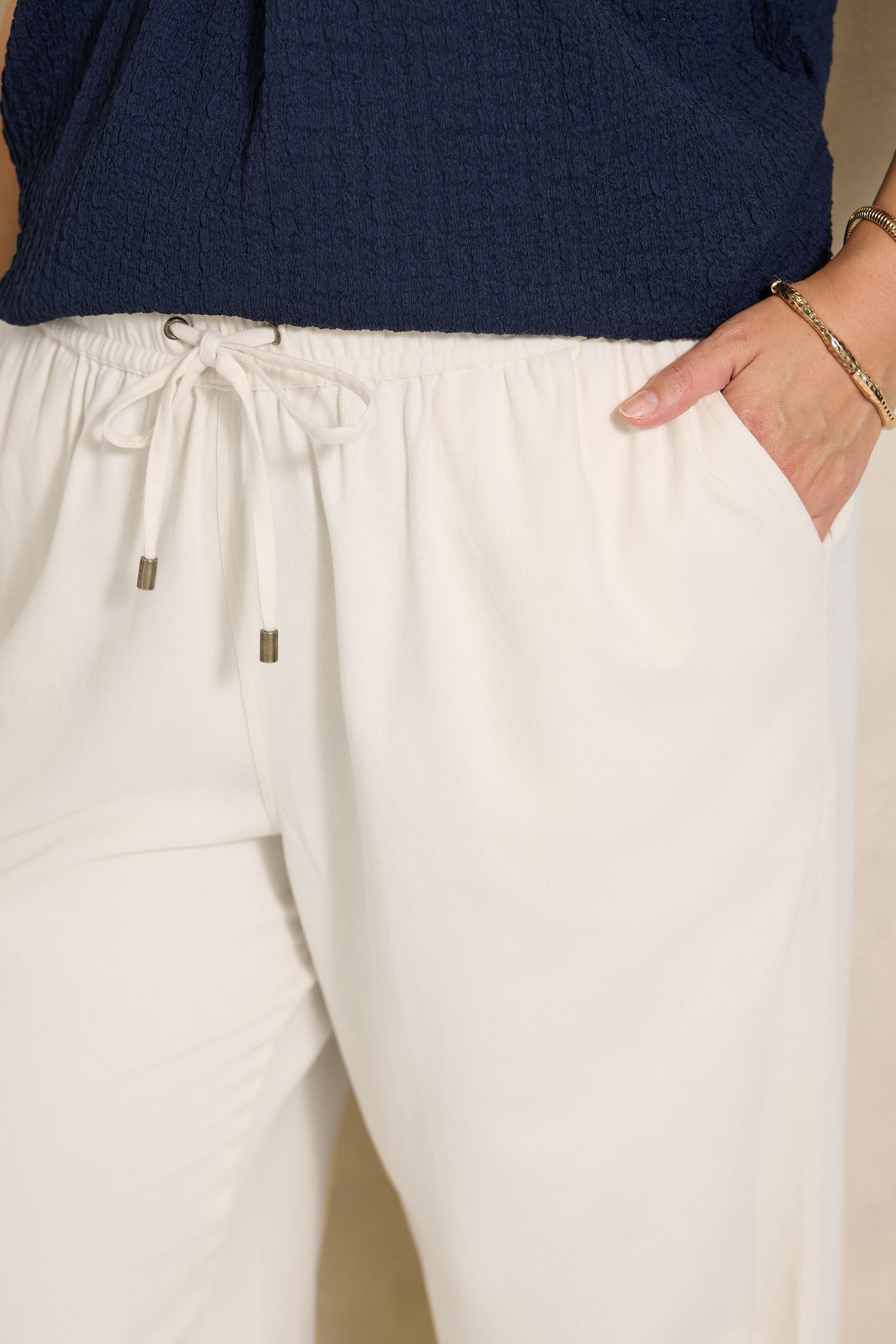 EVANS Plus Size Ivory White Wide Leg Jeans | Evans 4