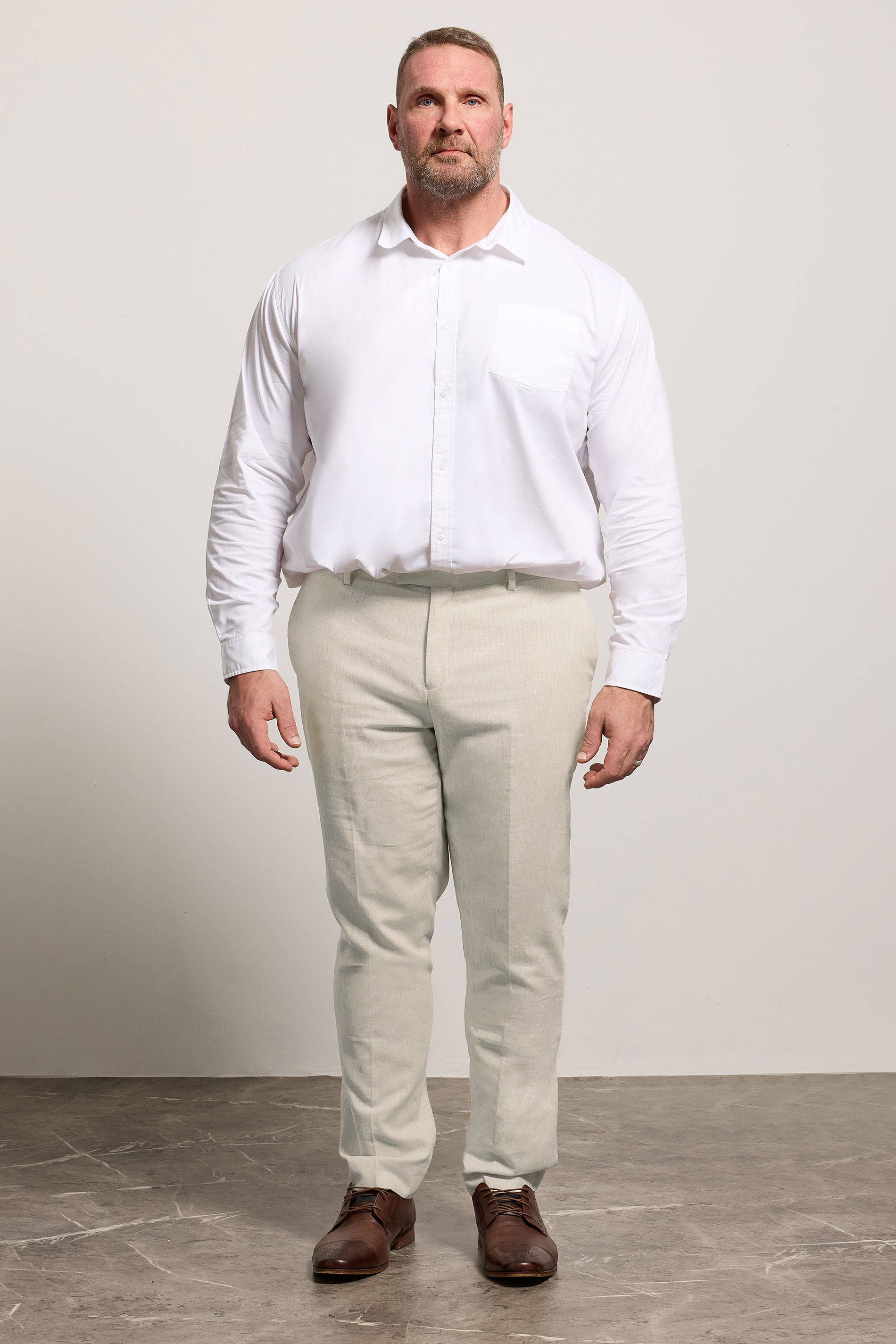BadRhino Tailoring Big & Tall Oatmeal Brown Linen Suit Trousers | BadRhino 2