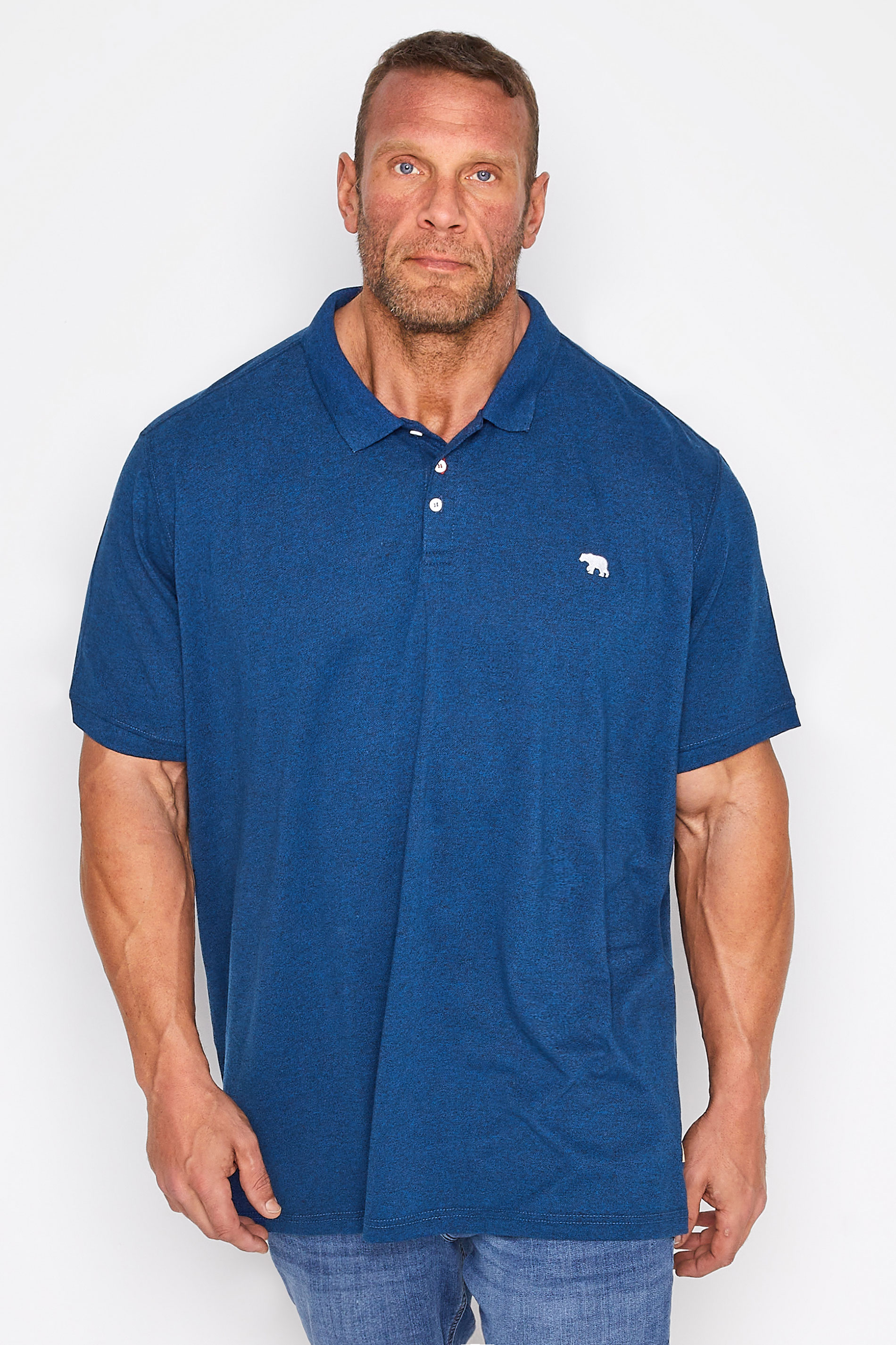 D555 Big & Tall Blue Logo Embroidered Polo Shirt_M.jpg