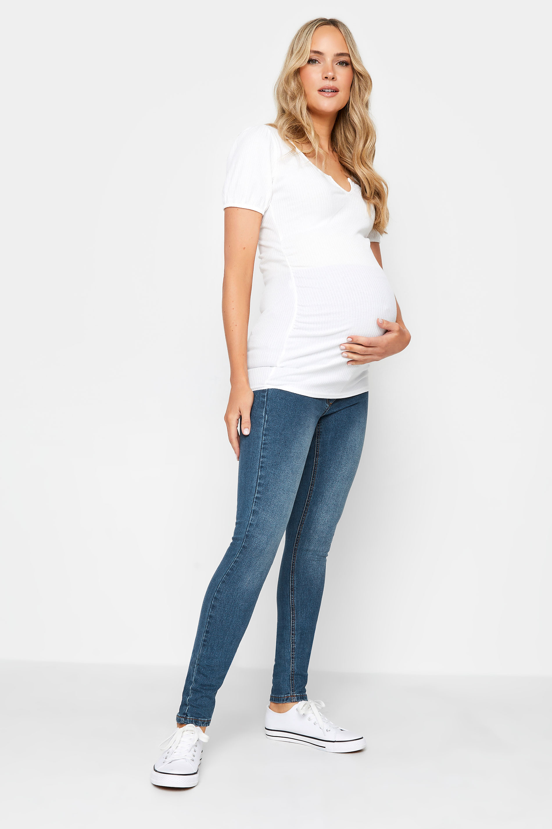 LTS Tall Maternity Mid Blue Skinny AVA Jeans | Long Tall Sally 2