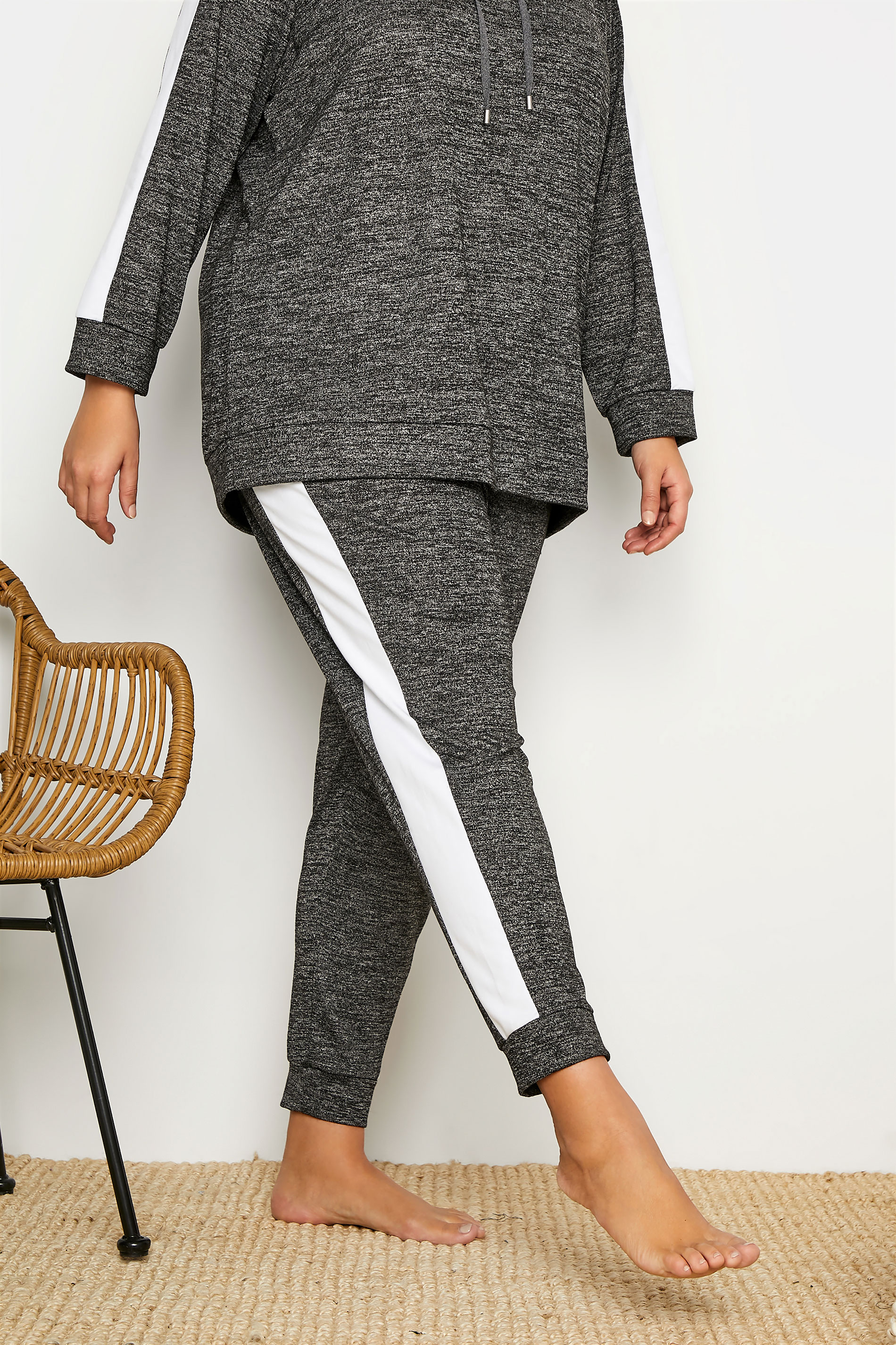 Plus Size Charcoal Grey Stripe Lounge Joggers | Yours Clothing 1