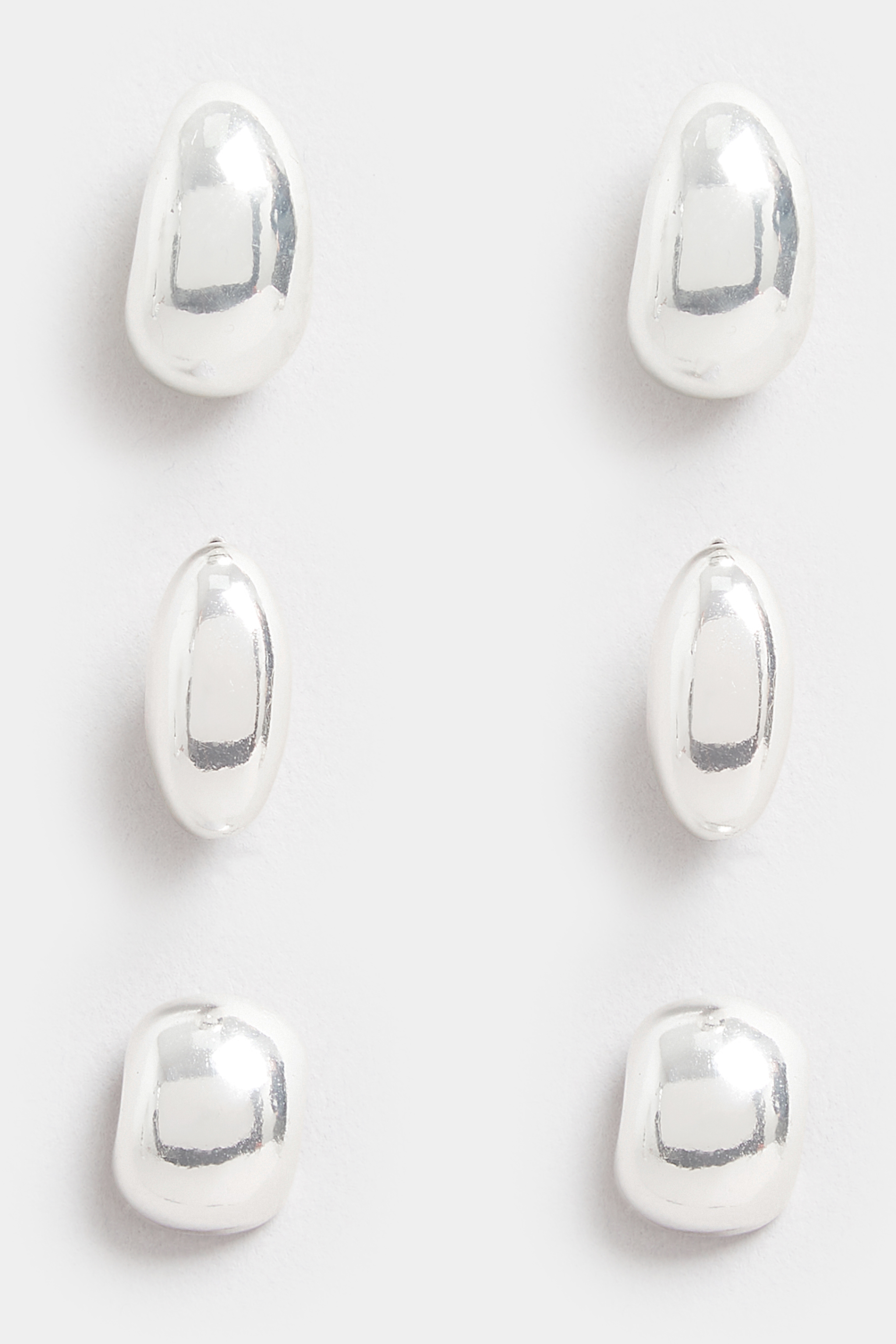 3 PACK Silver Small Chunky Hoops | Yours Clothing  3