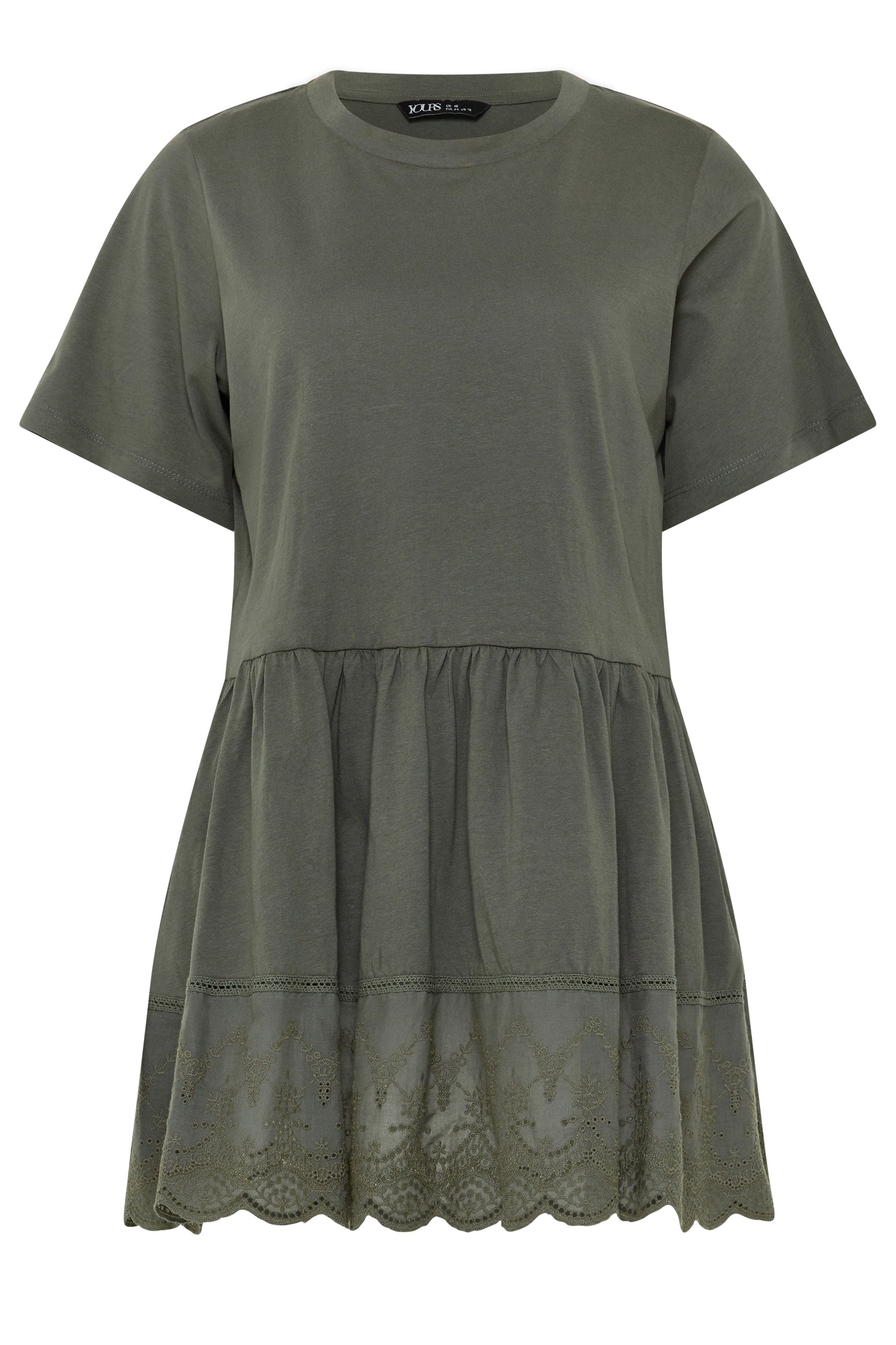YOURS Plus Size Green Tiered Peplum Top | Yours Clothing 5