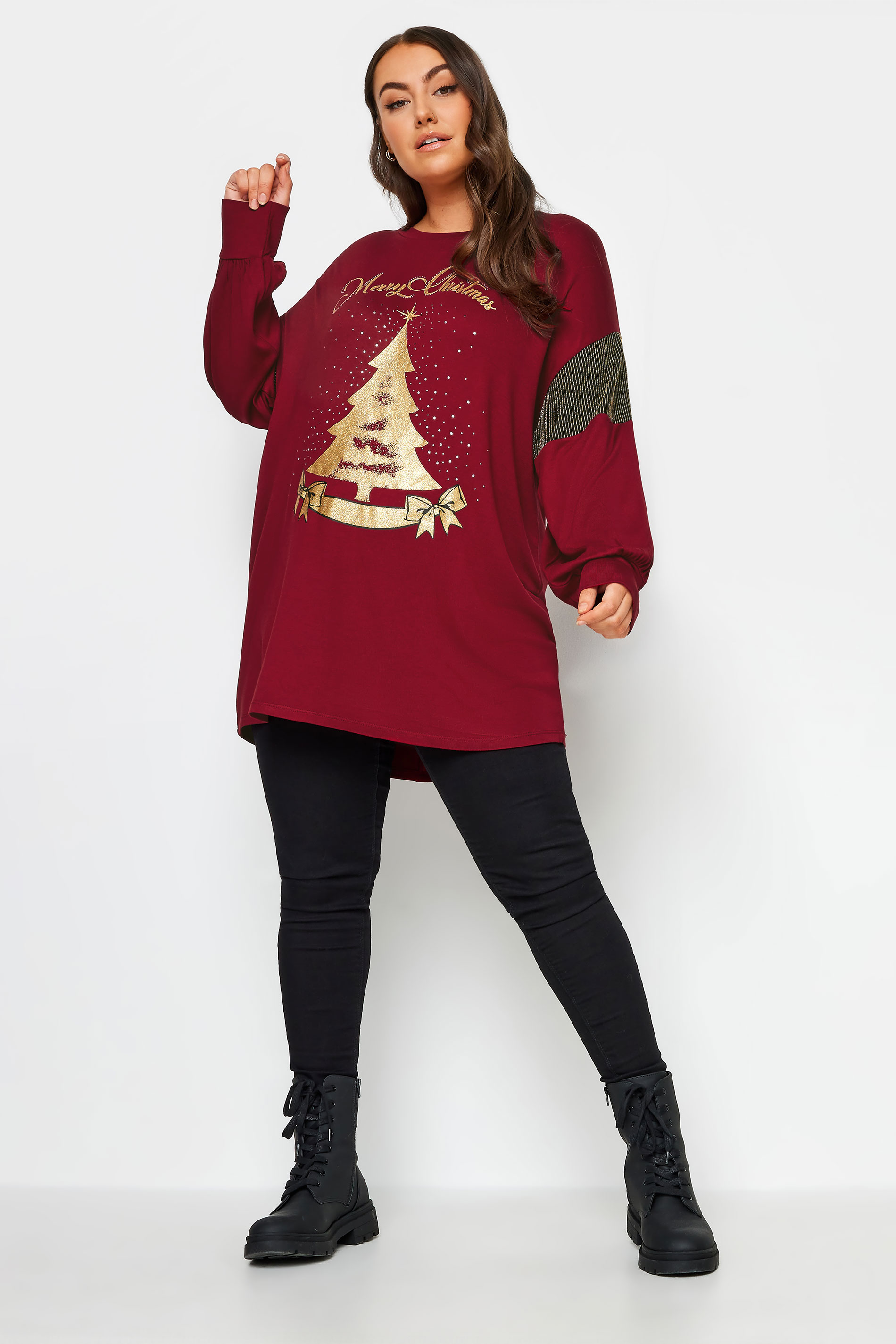 YOURS LUXURY Plus Size Red 'Merry Christmas' Soft Touch Sweatshirt | Yours Clothing 2