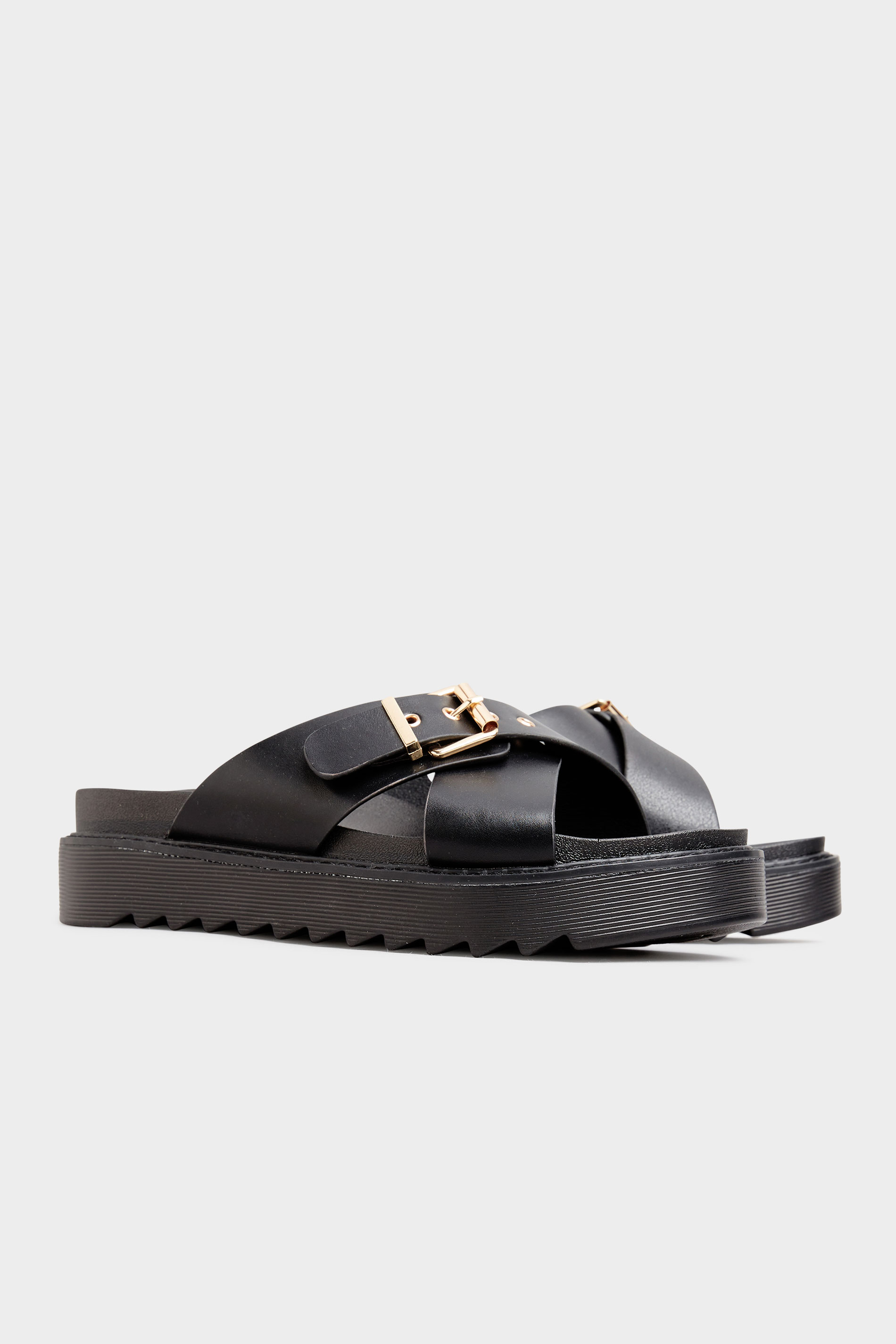 Black Buckle Chunky Slider in Regular Fit | Long Tall Sally