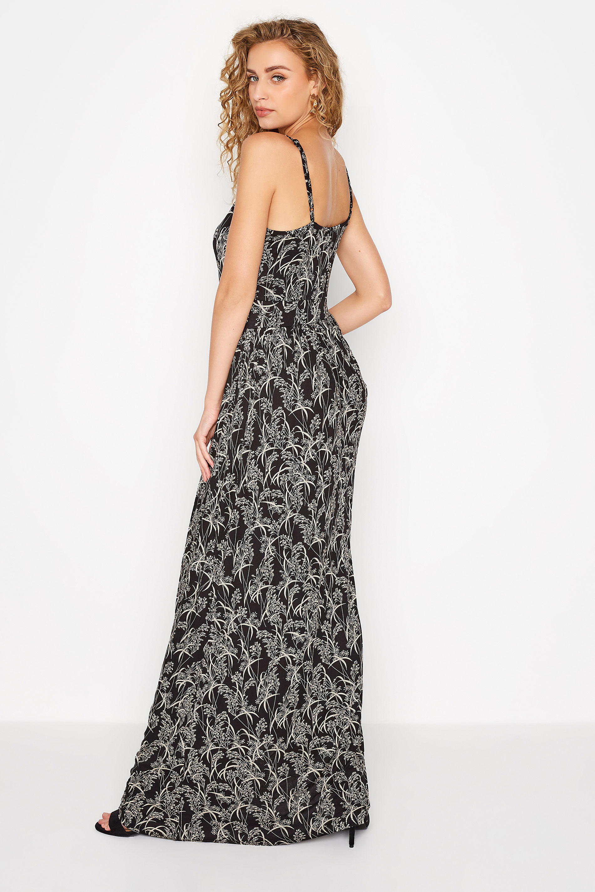 LTS Tall Black Floral Print Striped Maxi Dress | Long Tall Sally 3