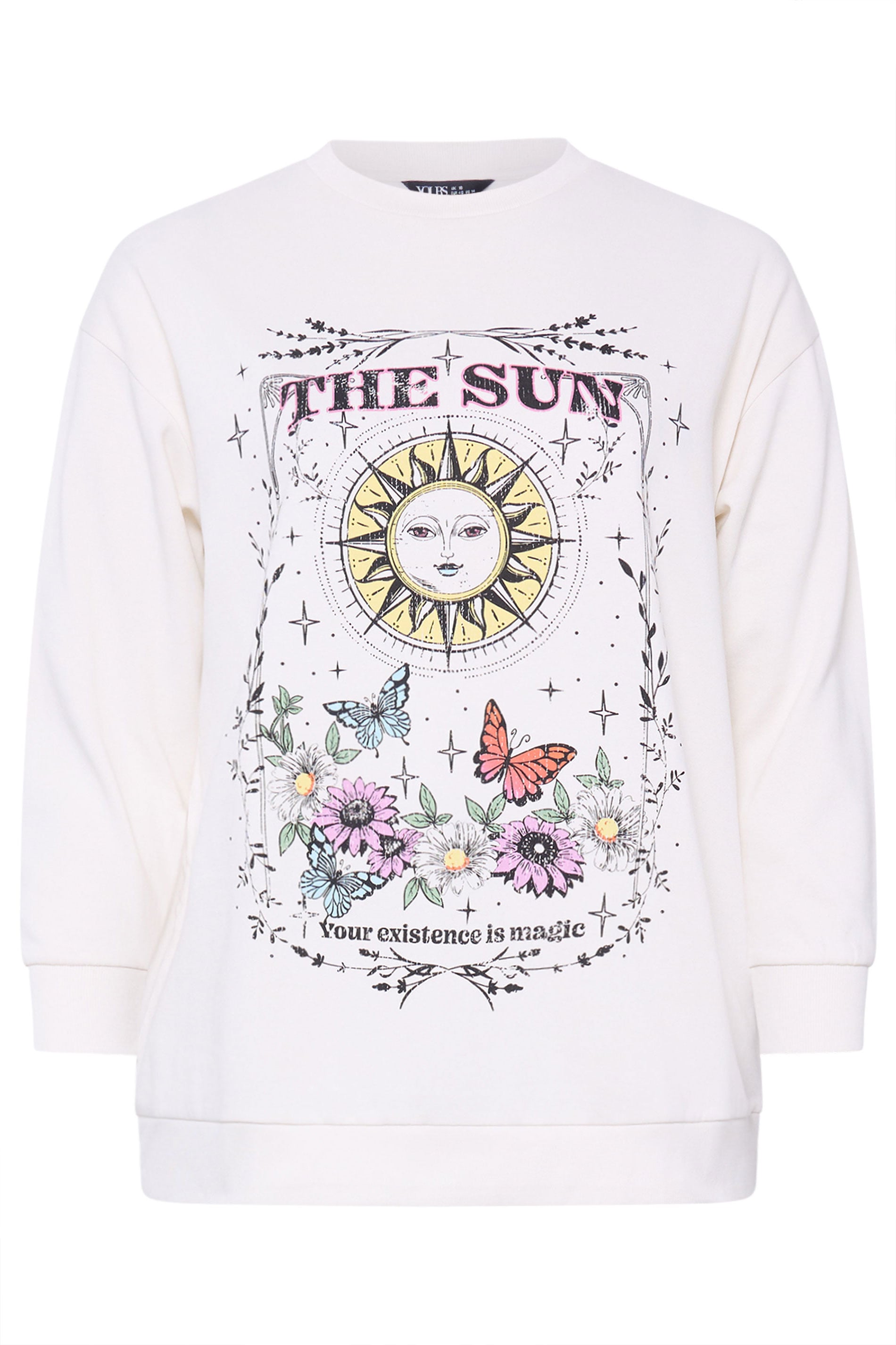 YOURS Plus Size Ivory White Floral Sun Graphic Sweatshirt | Yours Clothing 5