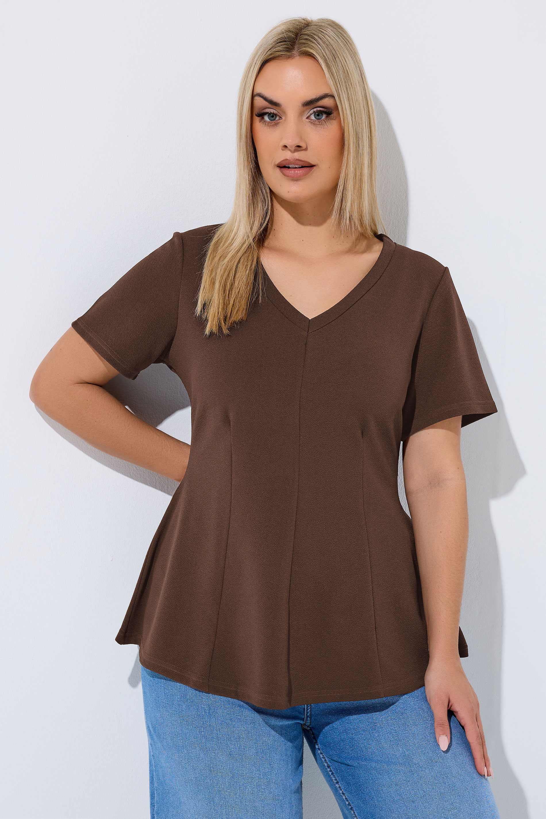 LIMITED COLLECTION Plus Size Chocolate Brown Corset Top | Yours Clothing 3