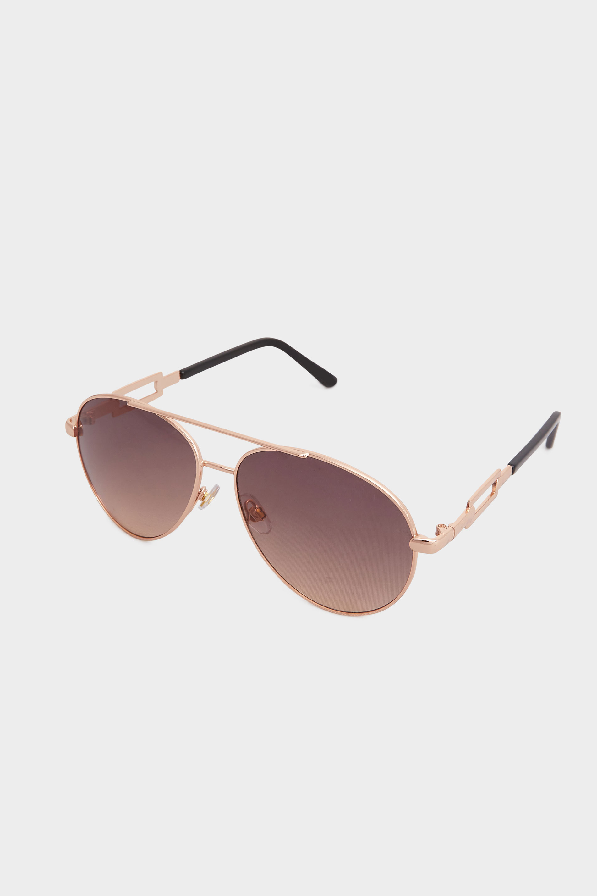 Plus Size Gold Tone Rectangle Arm Aviator Sunglasses | Yours Clothing 2