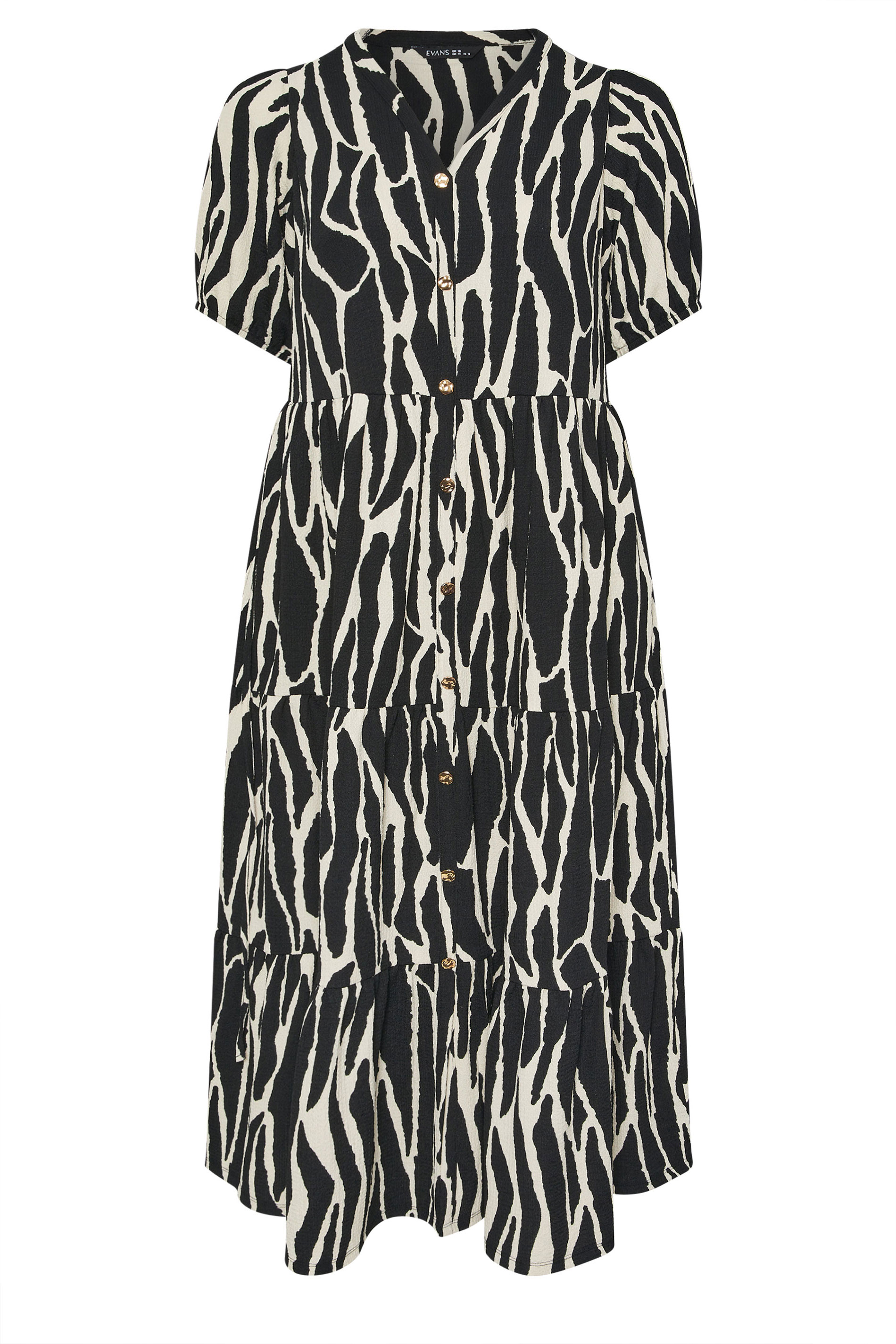 EVANS Plus Size Black Zebra Print Tiered Maxi Dress | Evans 6