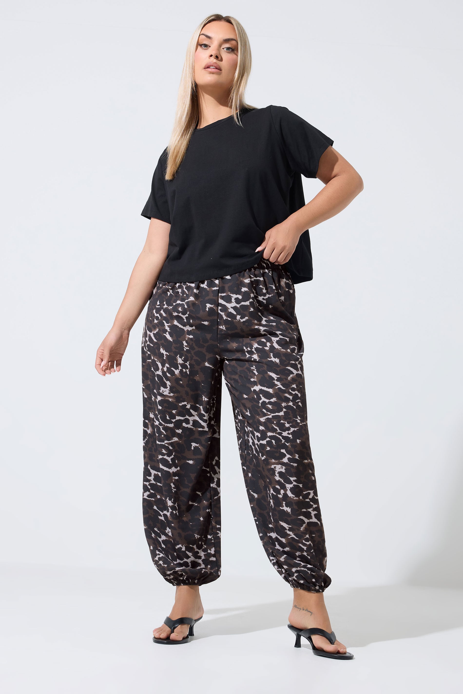 LIMITED COLLECTION Plus Size Brown leopard Balloon Trousers | Yours Clothing 3