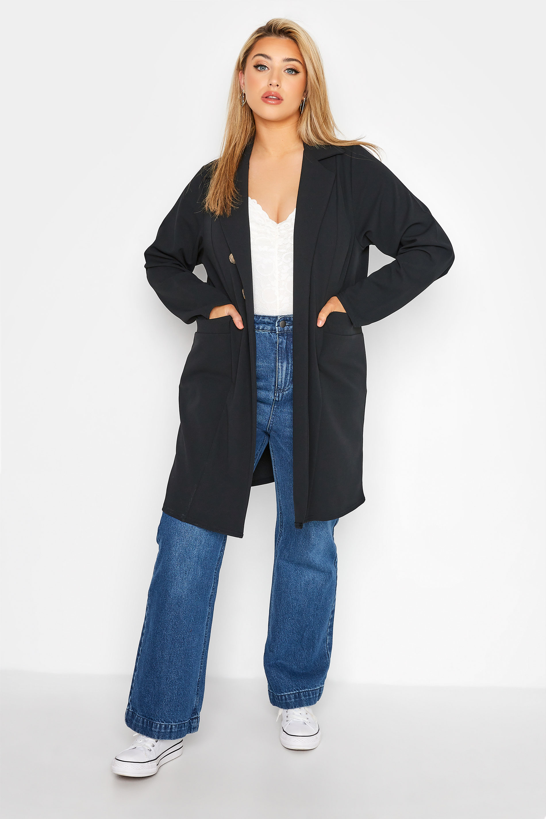 LIMITED COLLECTION Plus Size Black Button Front Blazer | Yours Clothing 3