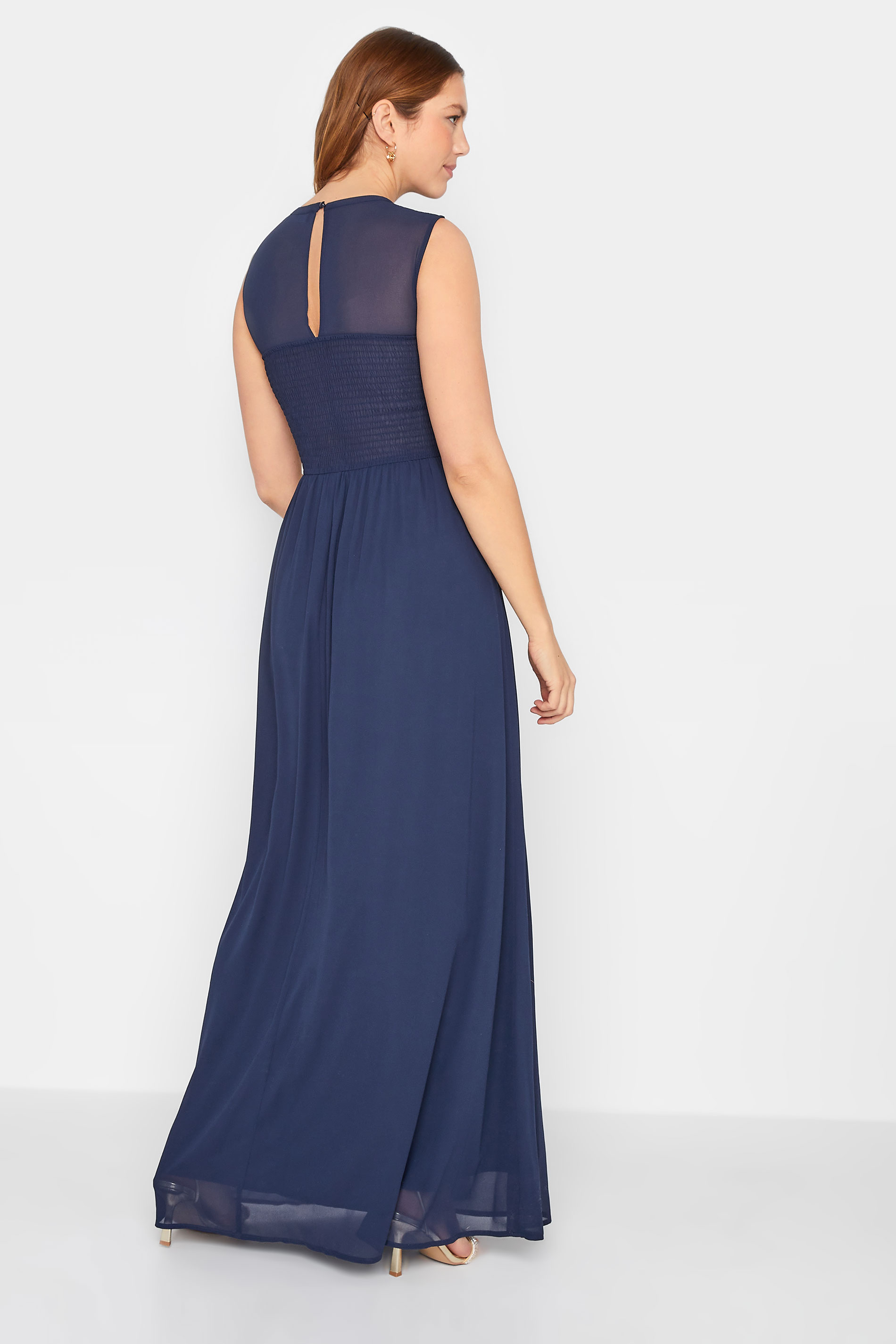 LTS Tall Women's Navy Blue Lace Chiffon Maxi Dress | Long Tall Sally  3