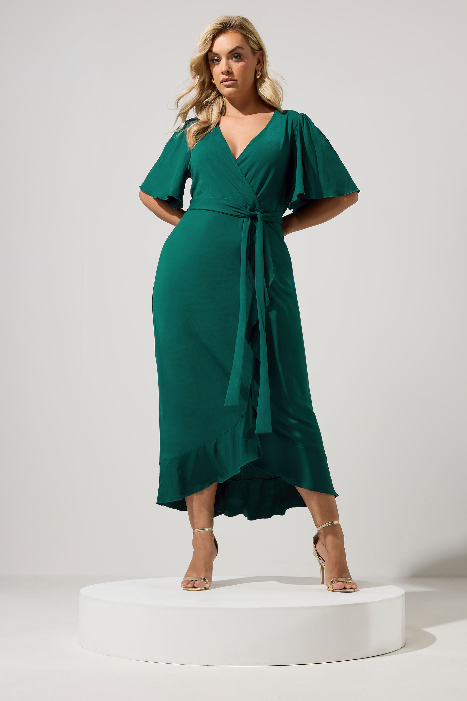 green ruffle wrap dress Yours London Women's Plus Size Short Sleeve Maxi Size 22-24 Gymboree